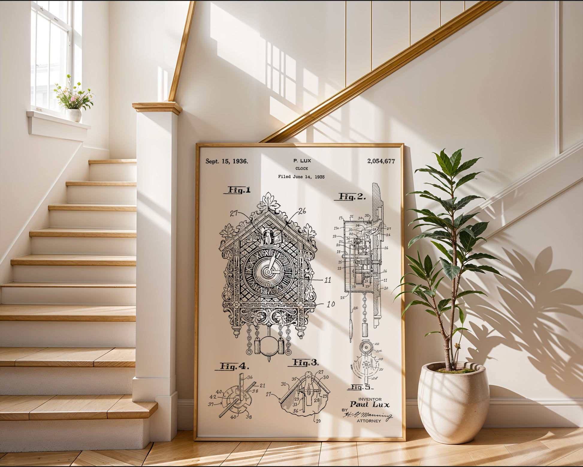 Clock 1936 Patent Poster - GroovyGrove