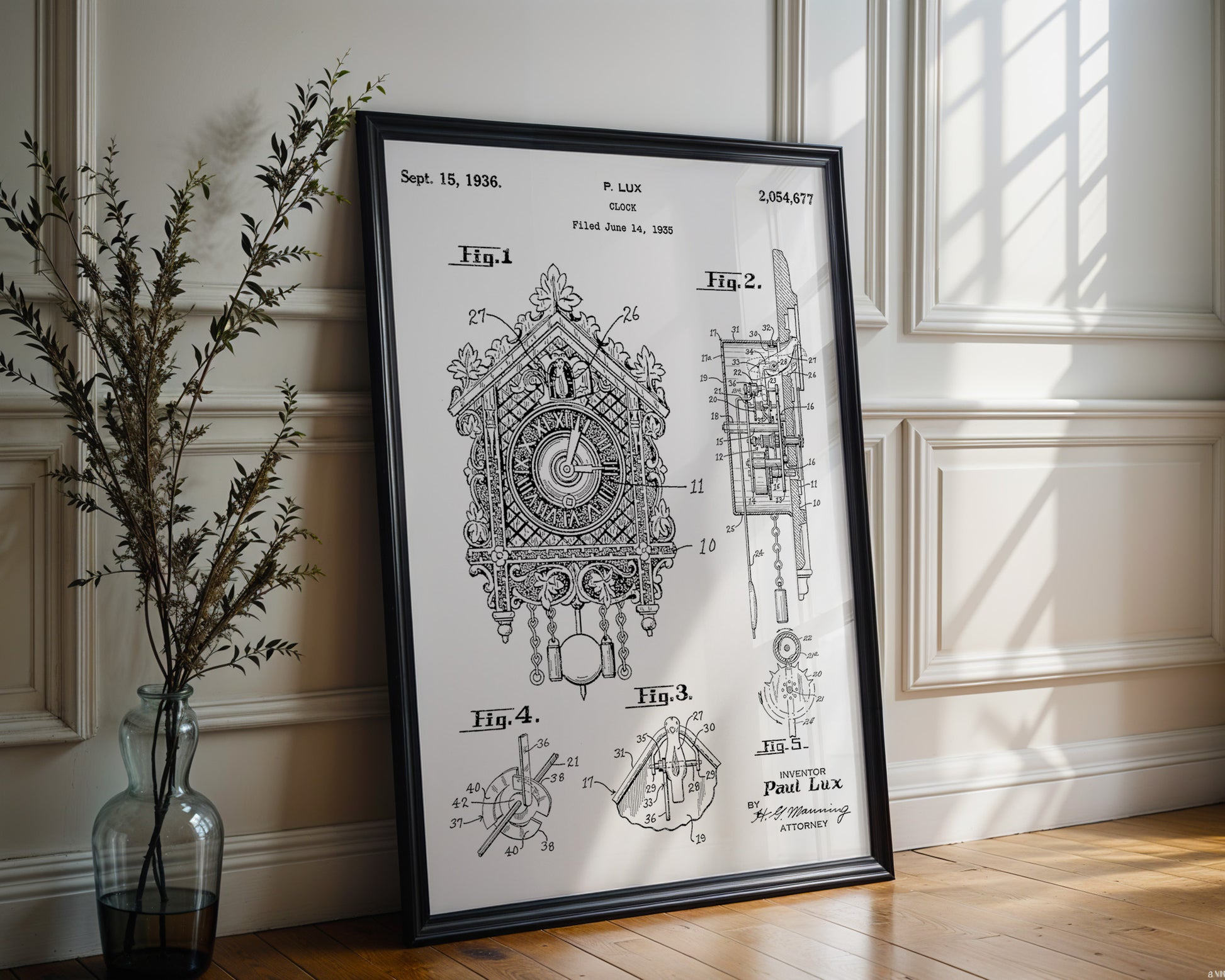 Clock 1936 Patent Poster - GroovyGrove