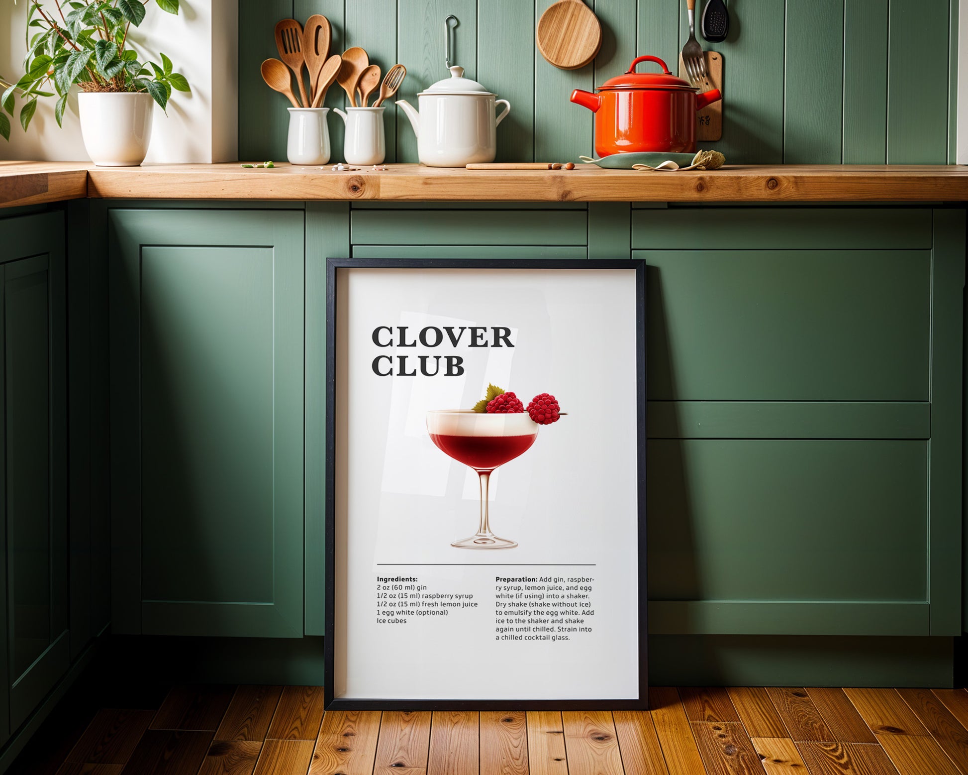 Clover Club Cocktail Recipe Poster - GroovyGrove