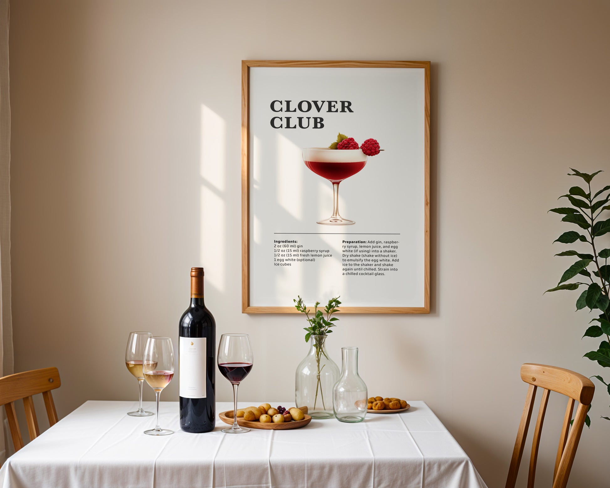 Clover Club Cocktail Recipe Poster - GroovyGrove