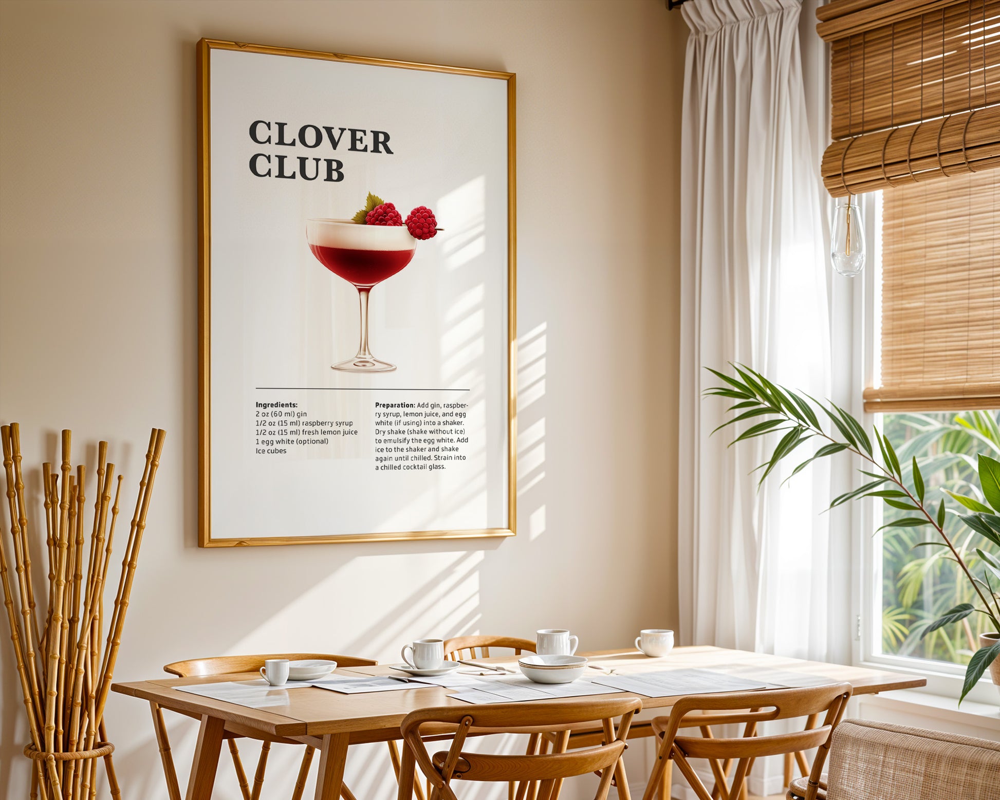 Clover Club Cocktail Recipe Poster - GroovyGrove