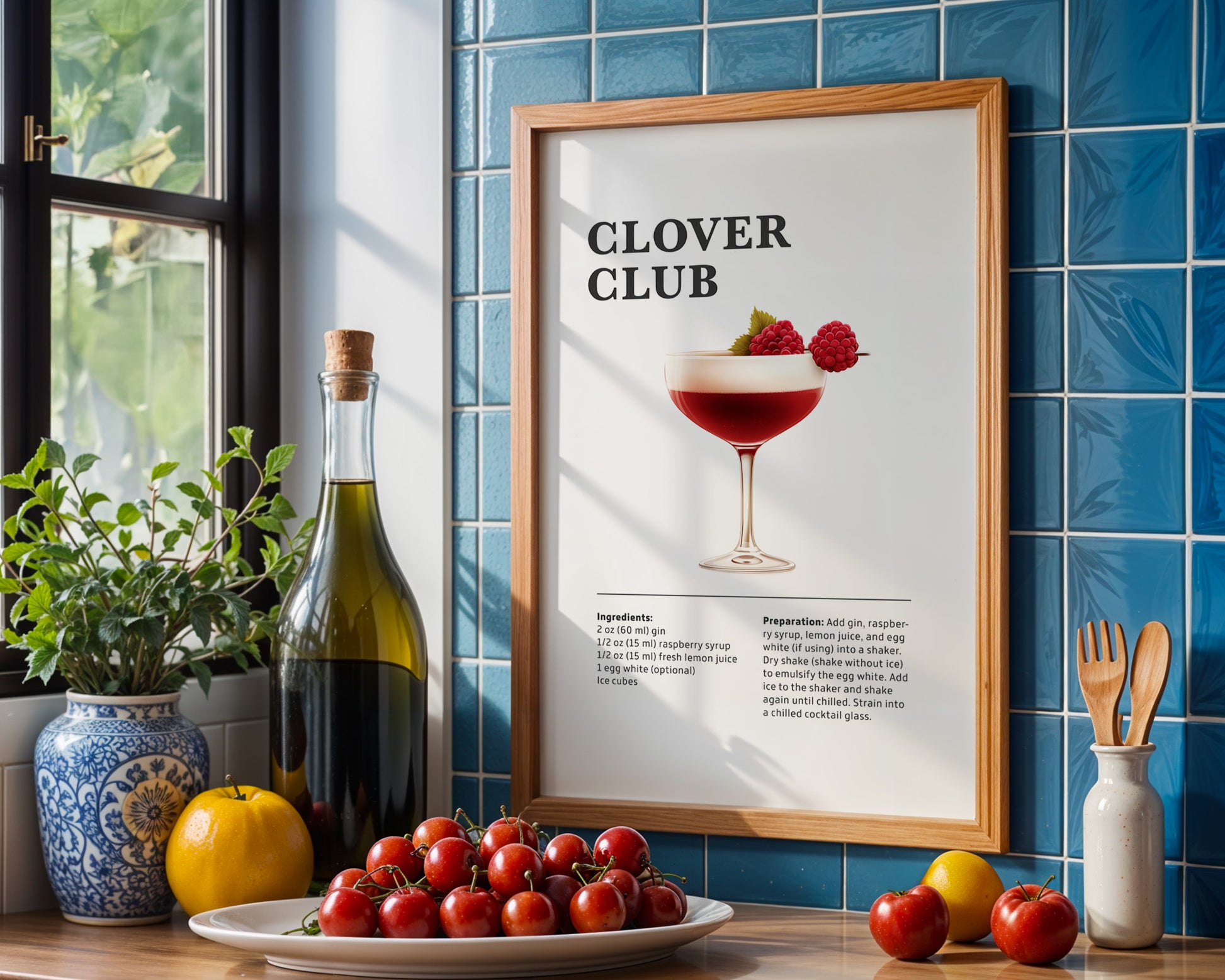 Clover Club Cocktail Recipe Poster - GroovyGrove