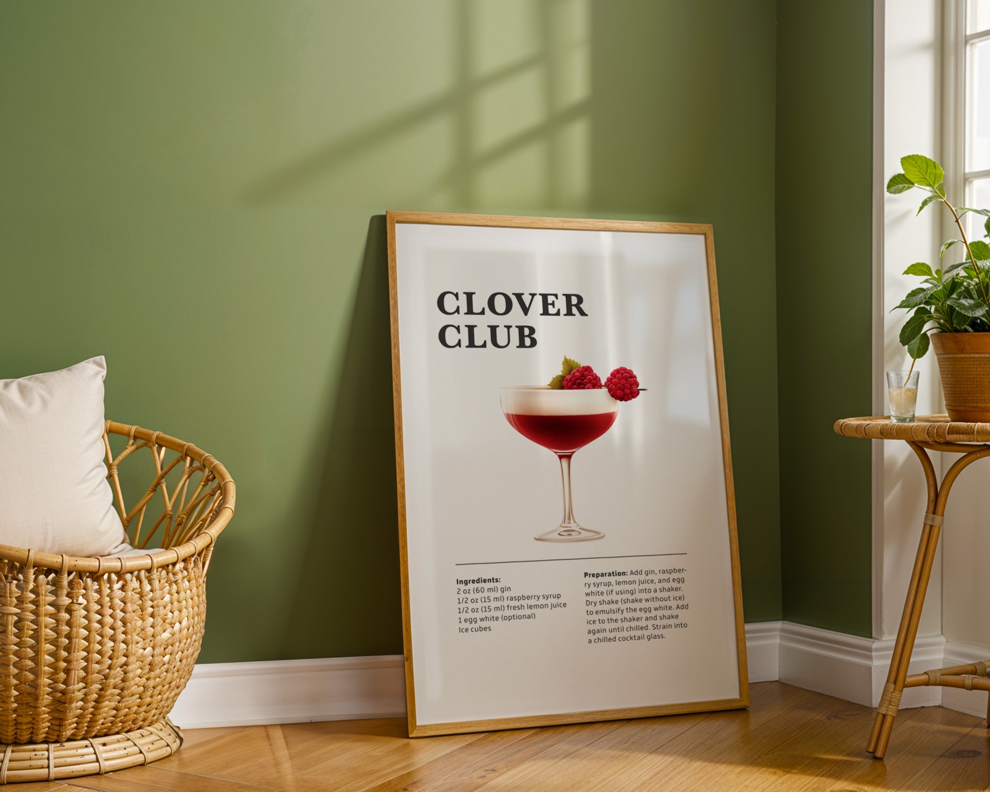 Clover Club Cocktail Recipe Poster - GroovyGrove