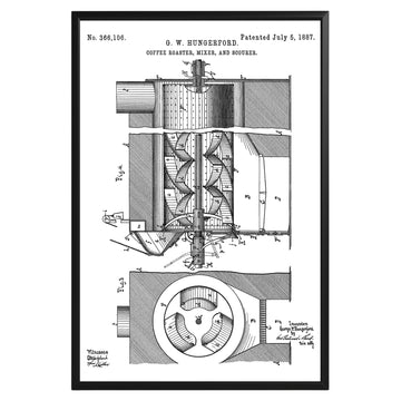 Coffee Roaster And Mixer 1887 Patent Poster - GroovyGrove