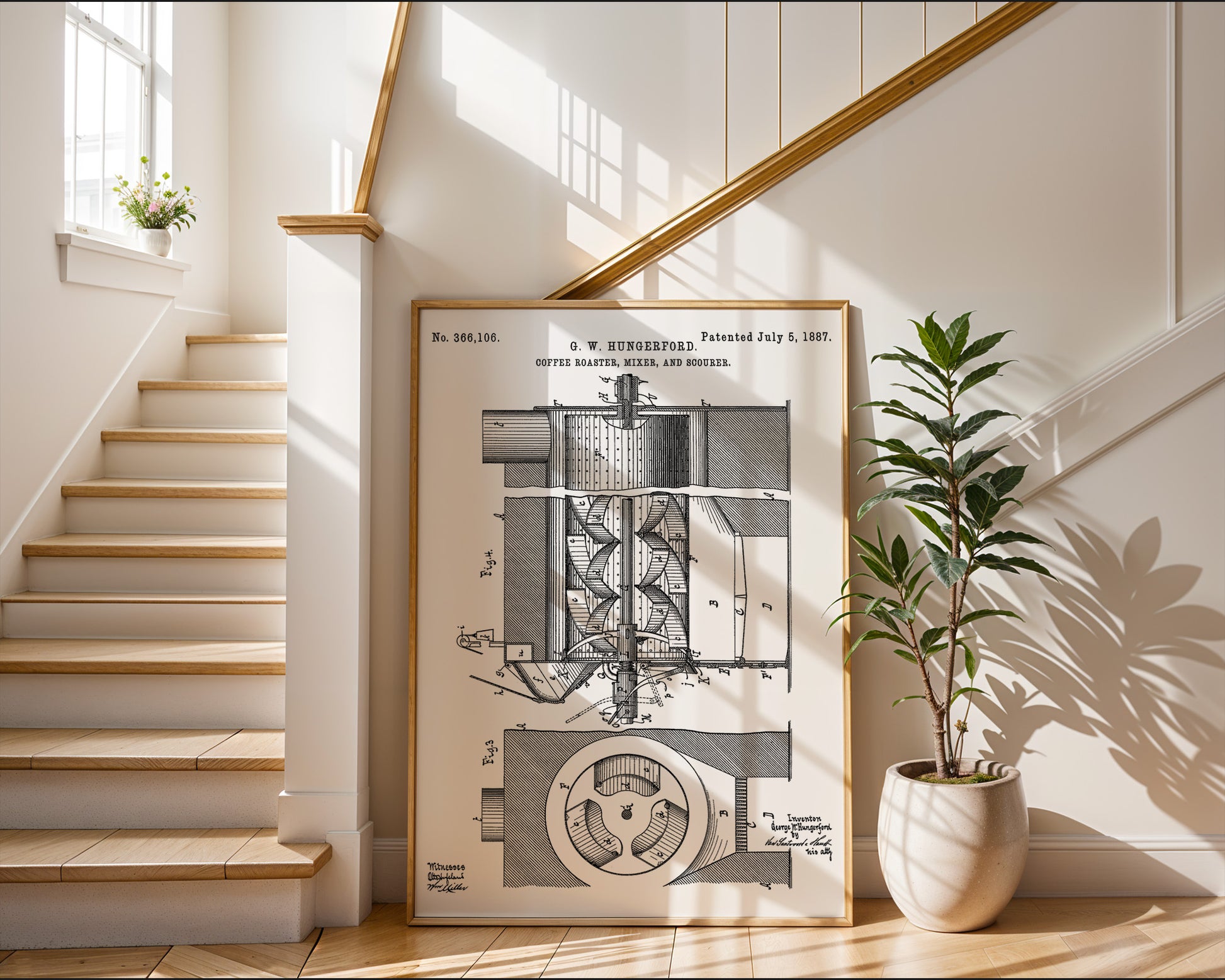 Coffee Roaster And Mixer 1887 Patent Poster - GroovyGrove