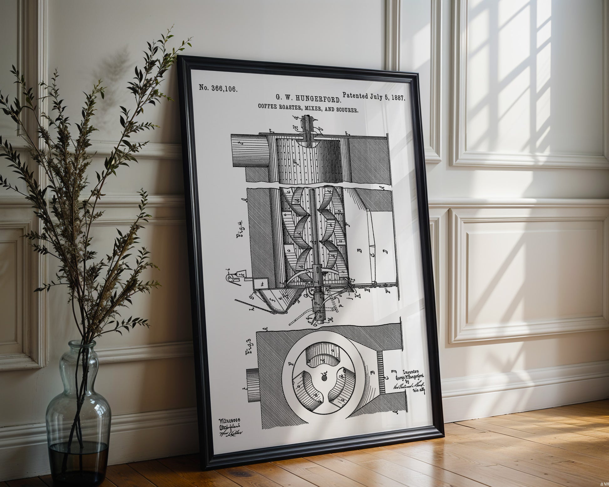 Coffee Roaster And Mixer 1887 Patent Poster - GroovyGrove