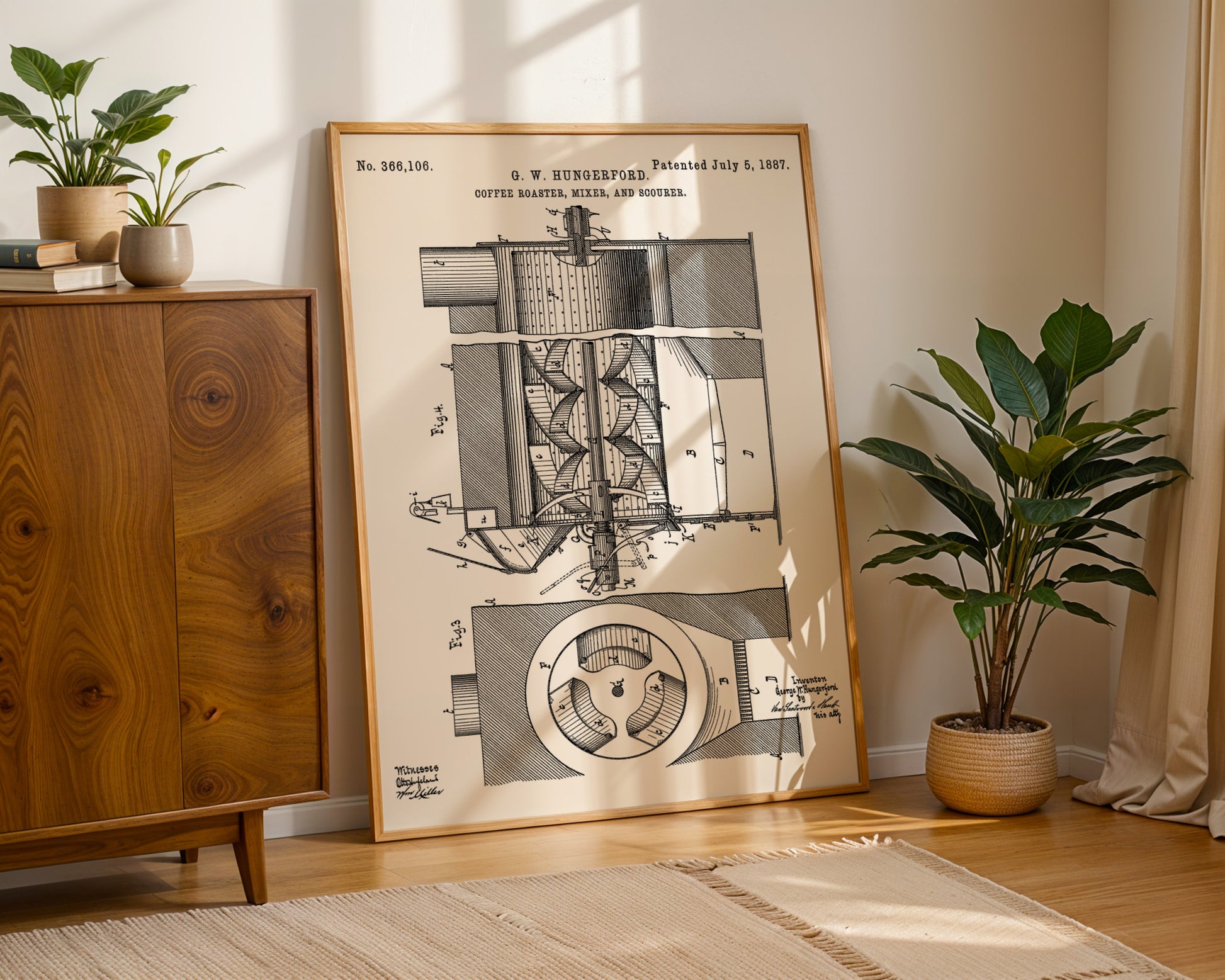 Coffee Roaster And Mixer 1887 Patent Poster - GroovyGrove