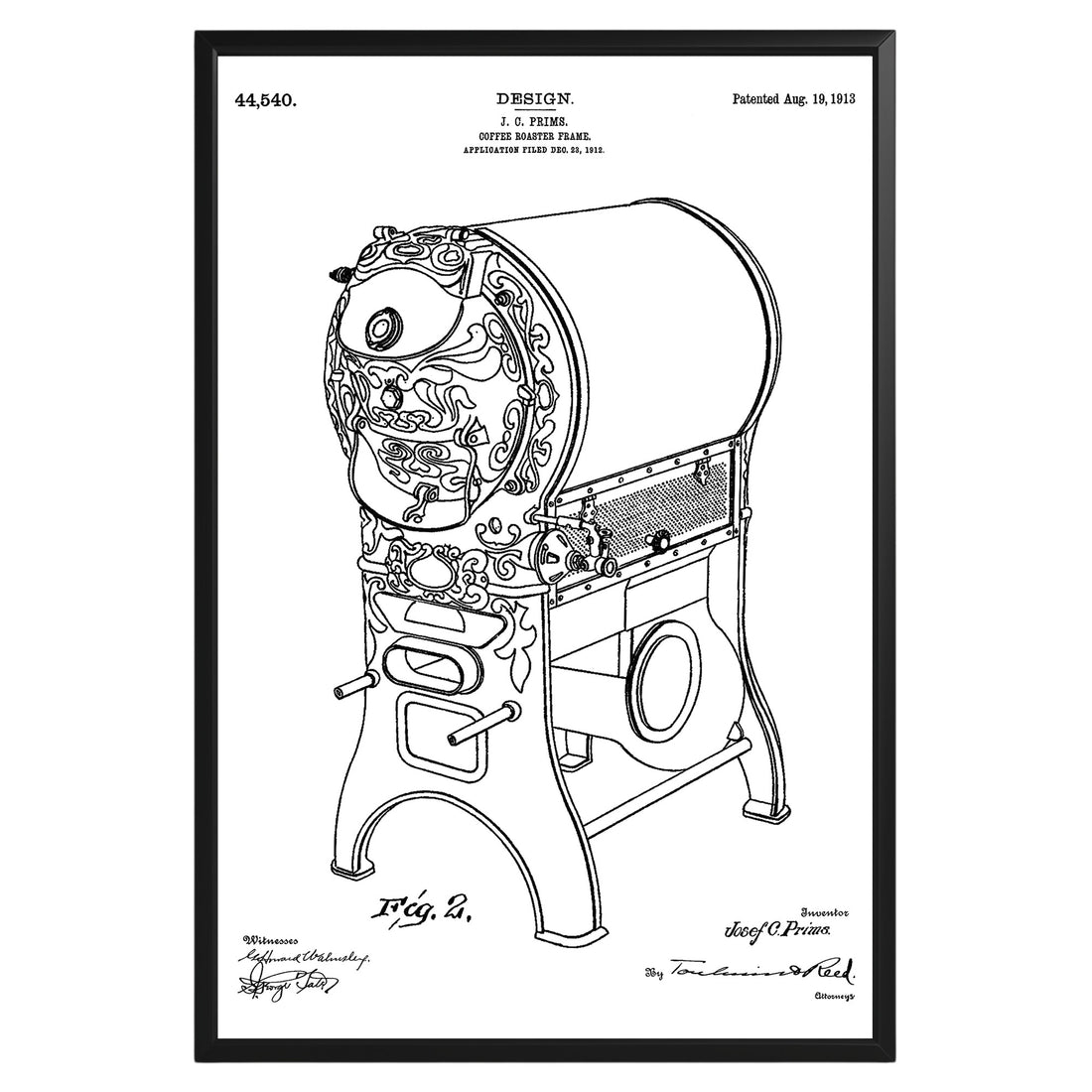 Coffee Roaster 1913 Patent Poster - GroovyGrove