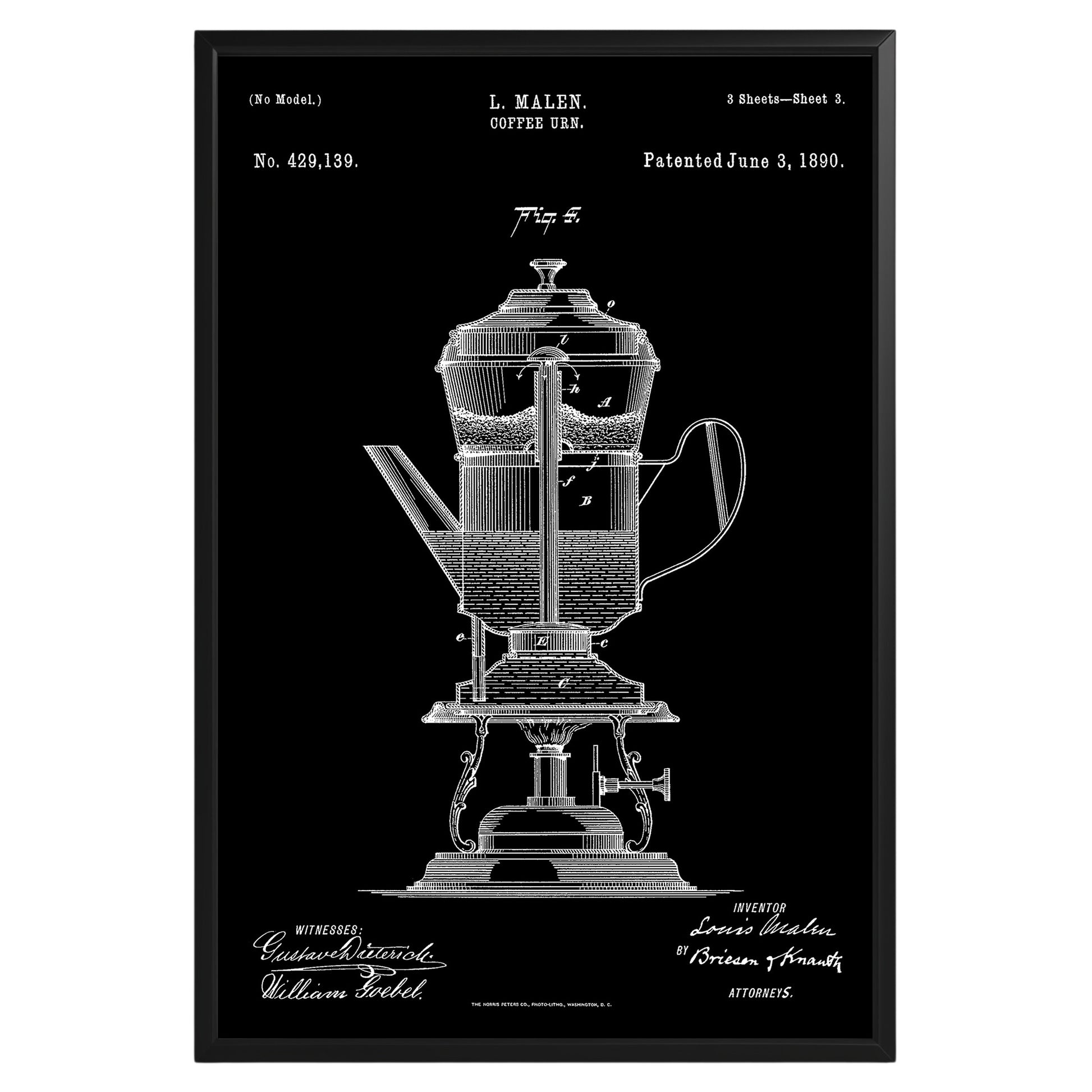 Coffee Urn 1890 Patent Poster - GroovyGrove