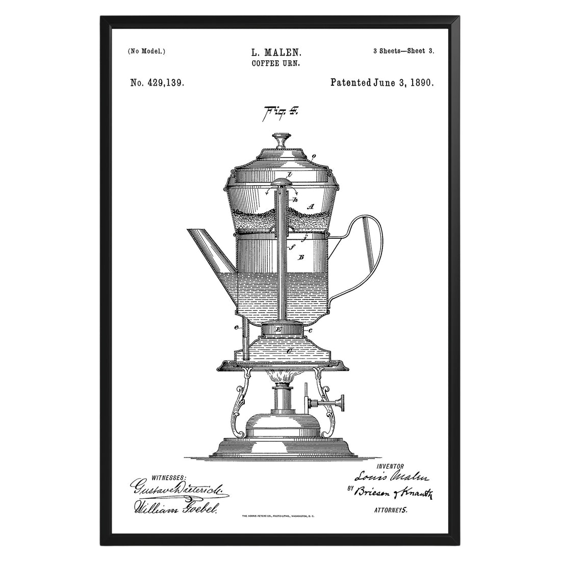 Coffee Urn 1890 Patent Poster - GroovyGrove