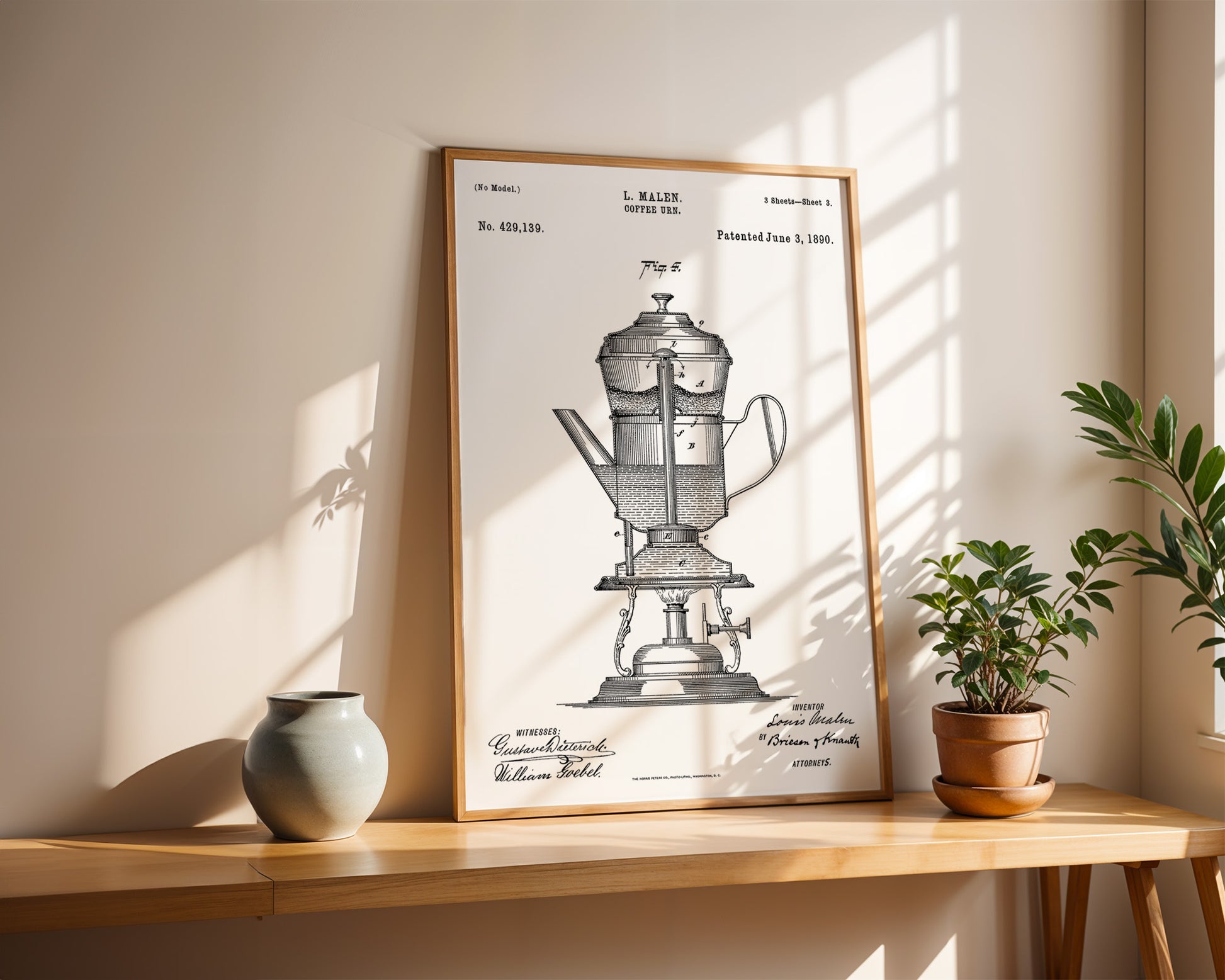 Coffee Urn 1890 Patent Poster - GroovyGrove