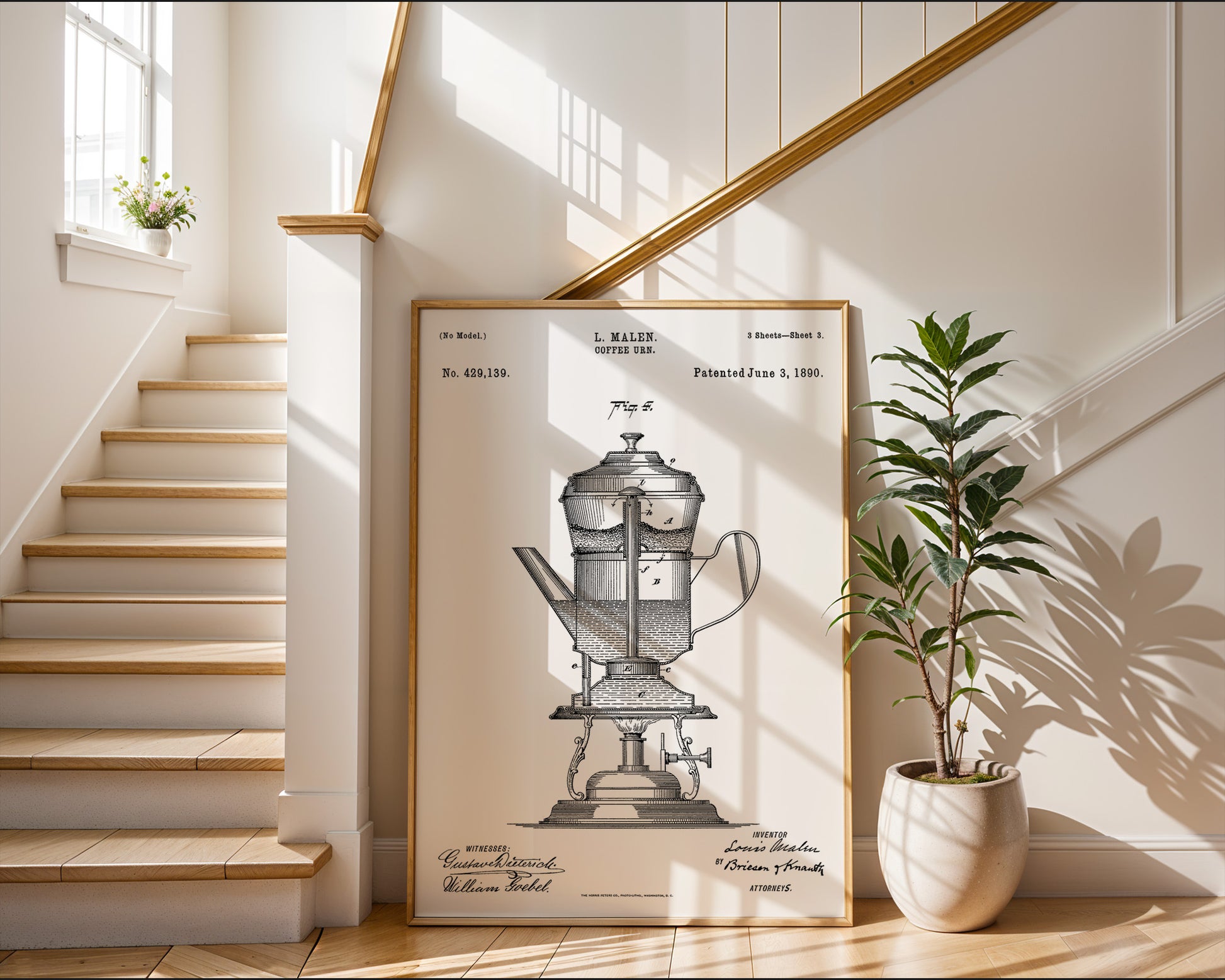 Coffee Urn 1890 Patent Poster - GroovyGrove