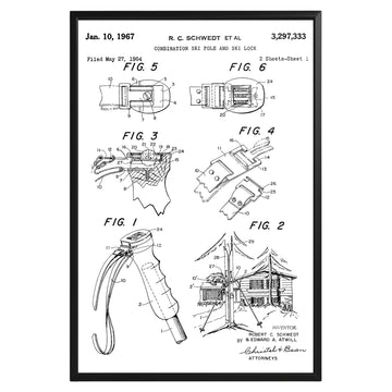 Combination Ski Pole And Ski 1964 Patent Poster - GroovyGrove