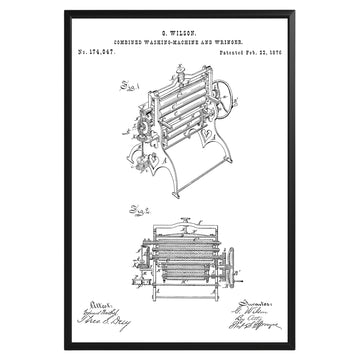 Combined Washing Machine 1876 Patent Poster - GroovyGrove