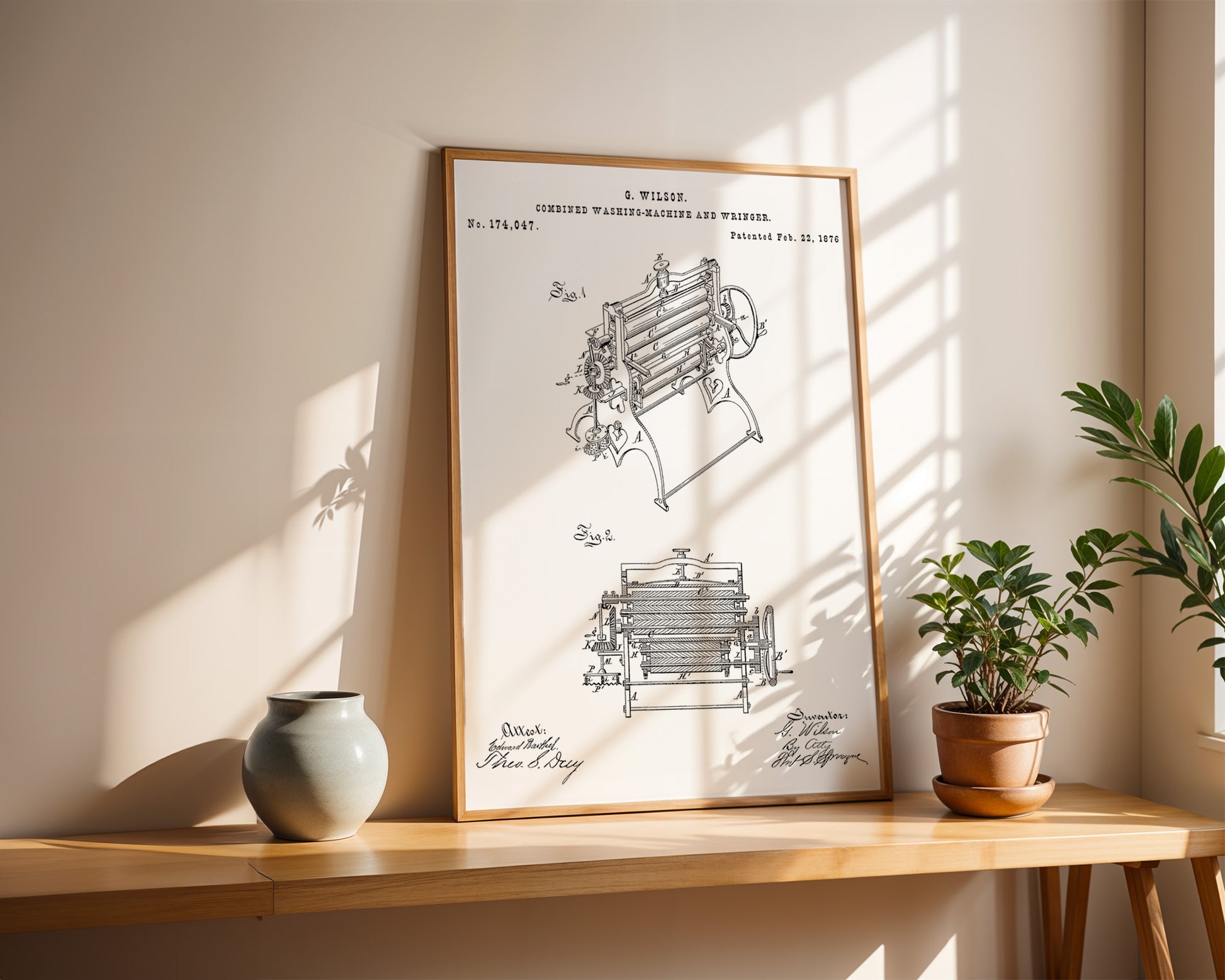 Combined Washing Machine 1876 Patent Poster - GroovyGrove