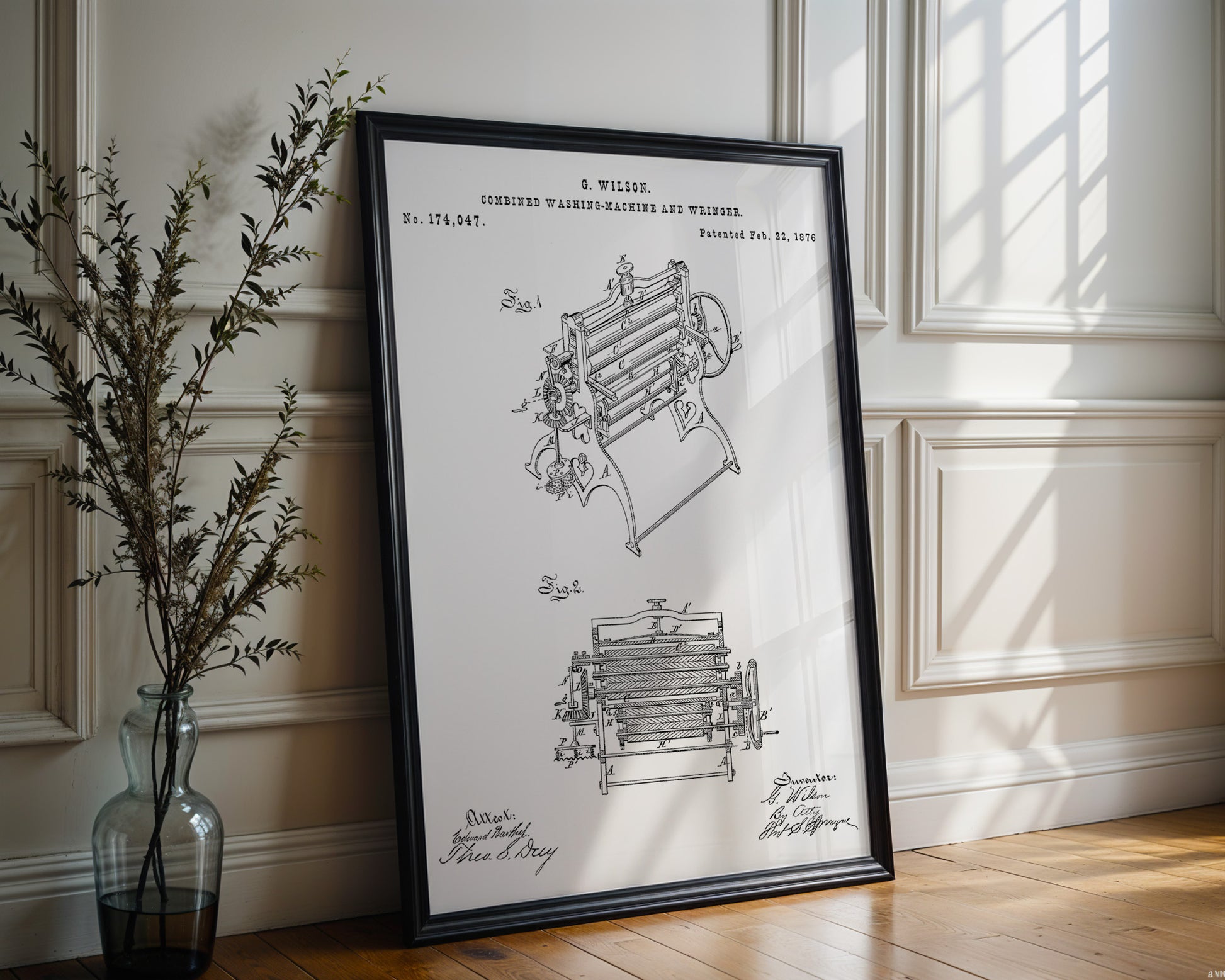 Combined Washing Machine 1876 Patent Poster - GroovyGrove