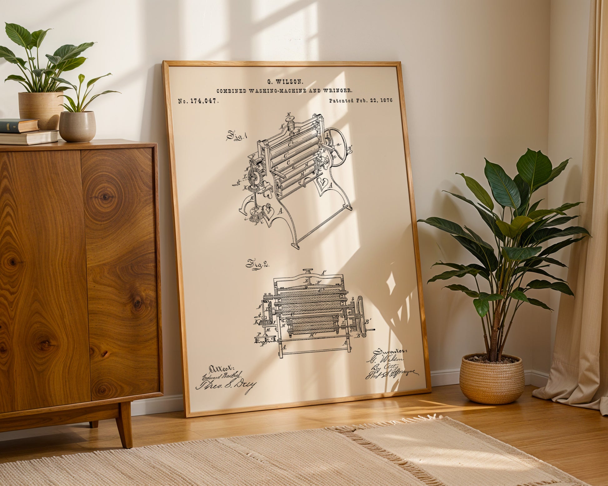 Combined Washing Machine 1876 Patent Poster - GroovyGrove