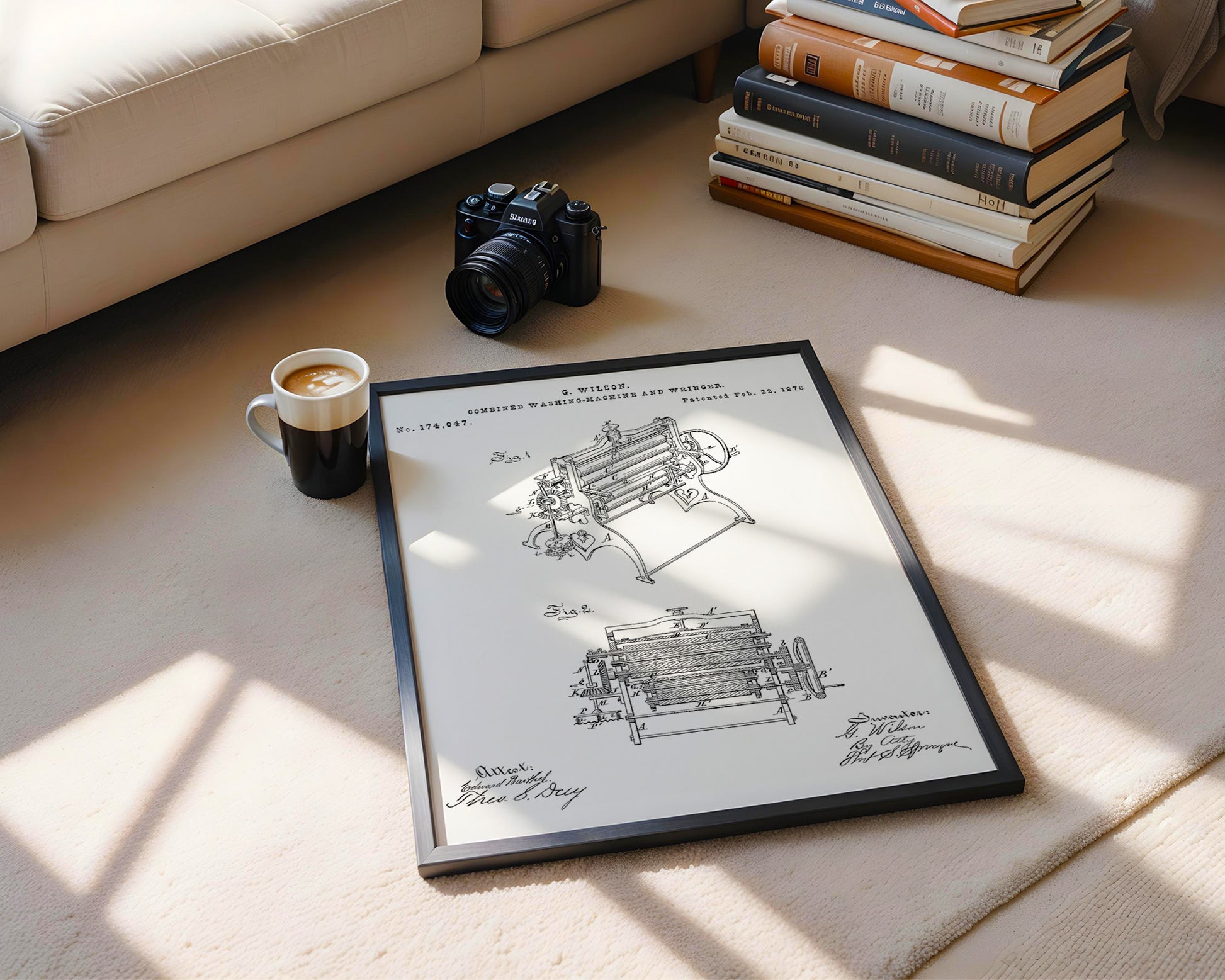 Combined Washing Machine 1876 Patent Poster - GroovyGrove