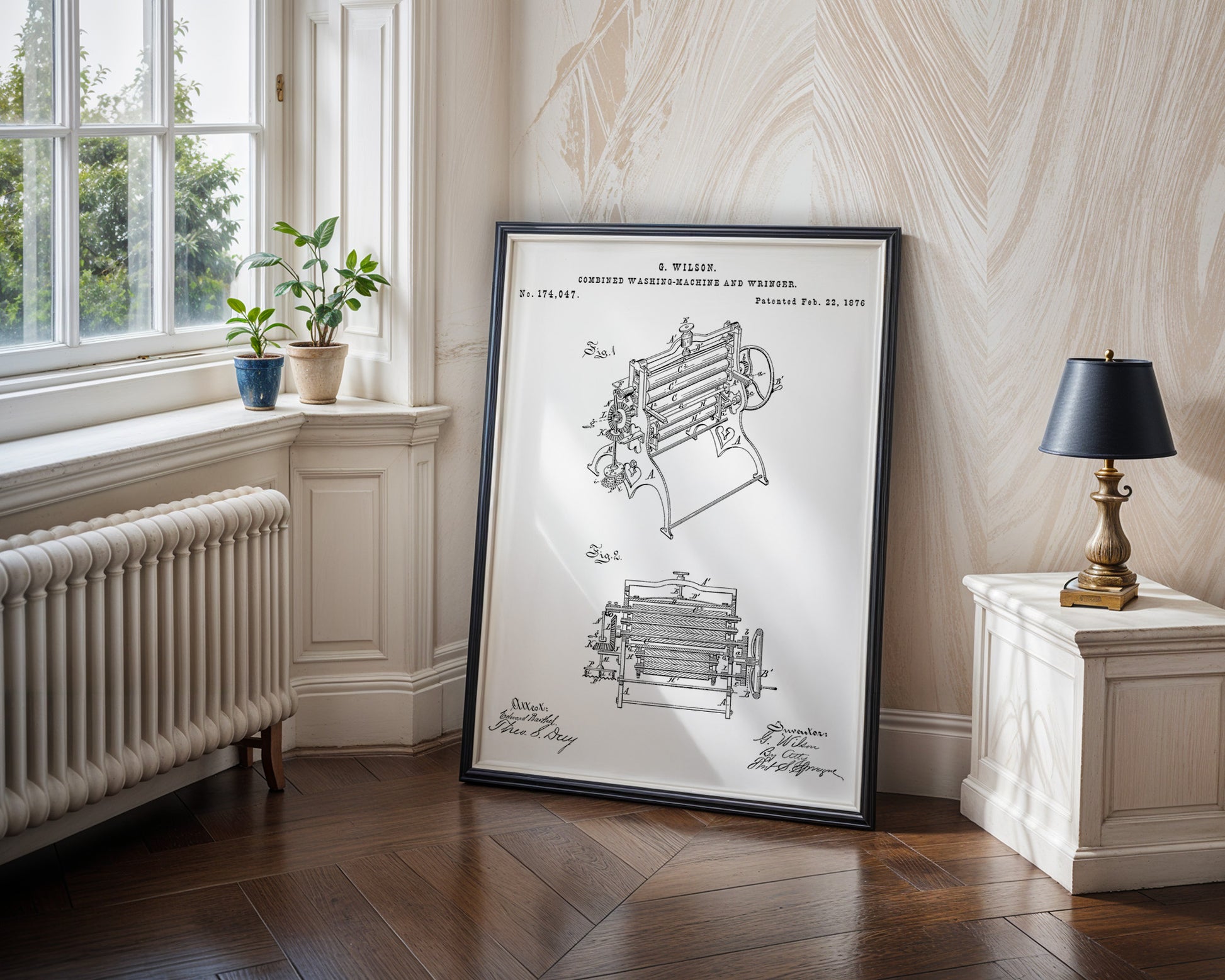 Combined Washing Machine 1876 Patent Poster - GroovyGrove