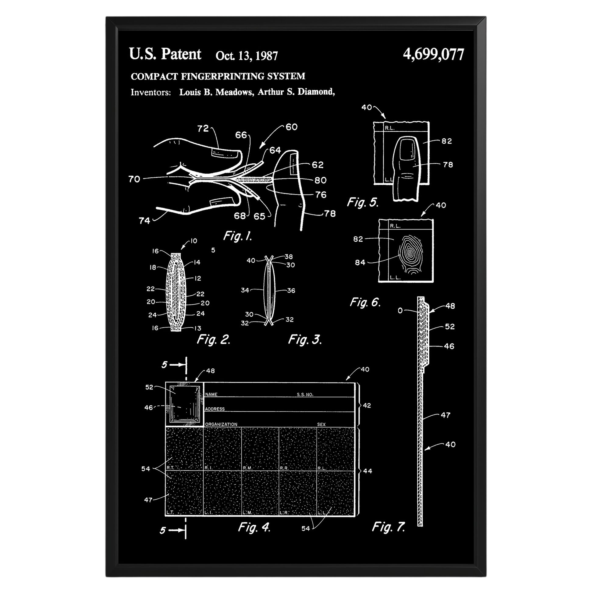 Compact Fingerprinting System 1987 Patent Poster - GroovyGrove