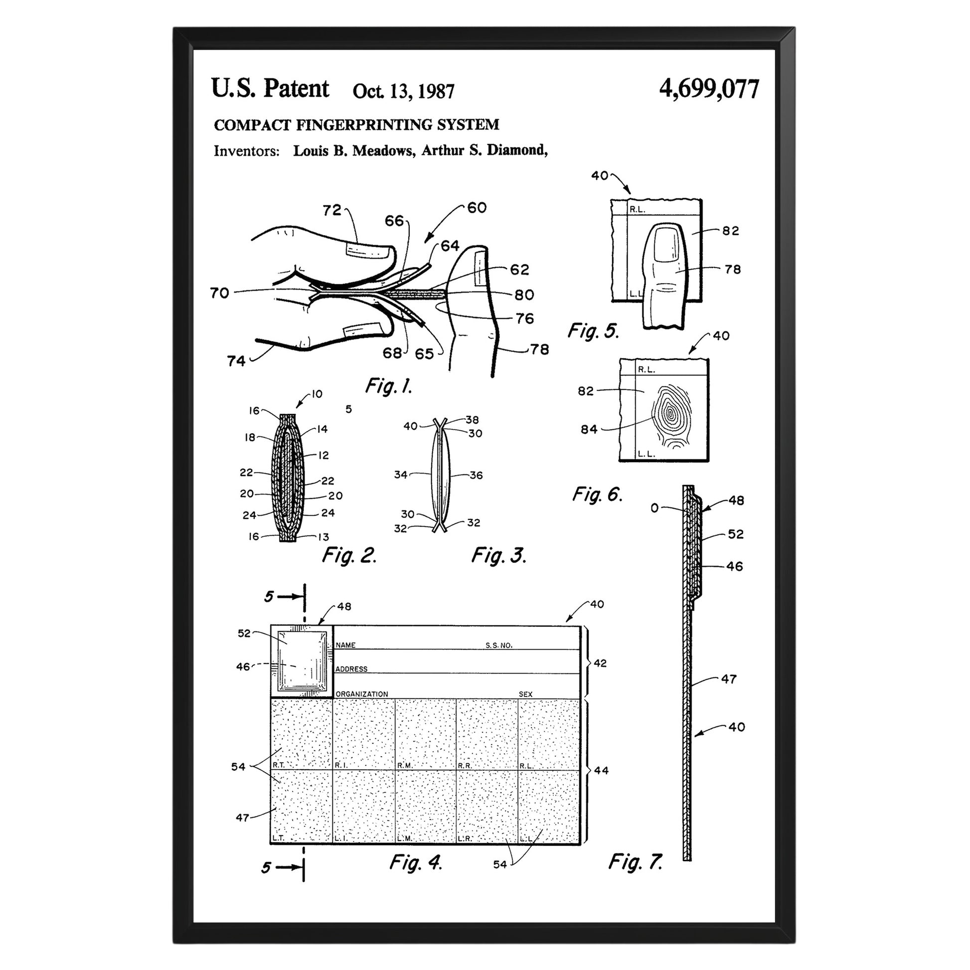 Compact Fingerprinting System 1987 Patent Poster - GroovyGrove