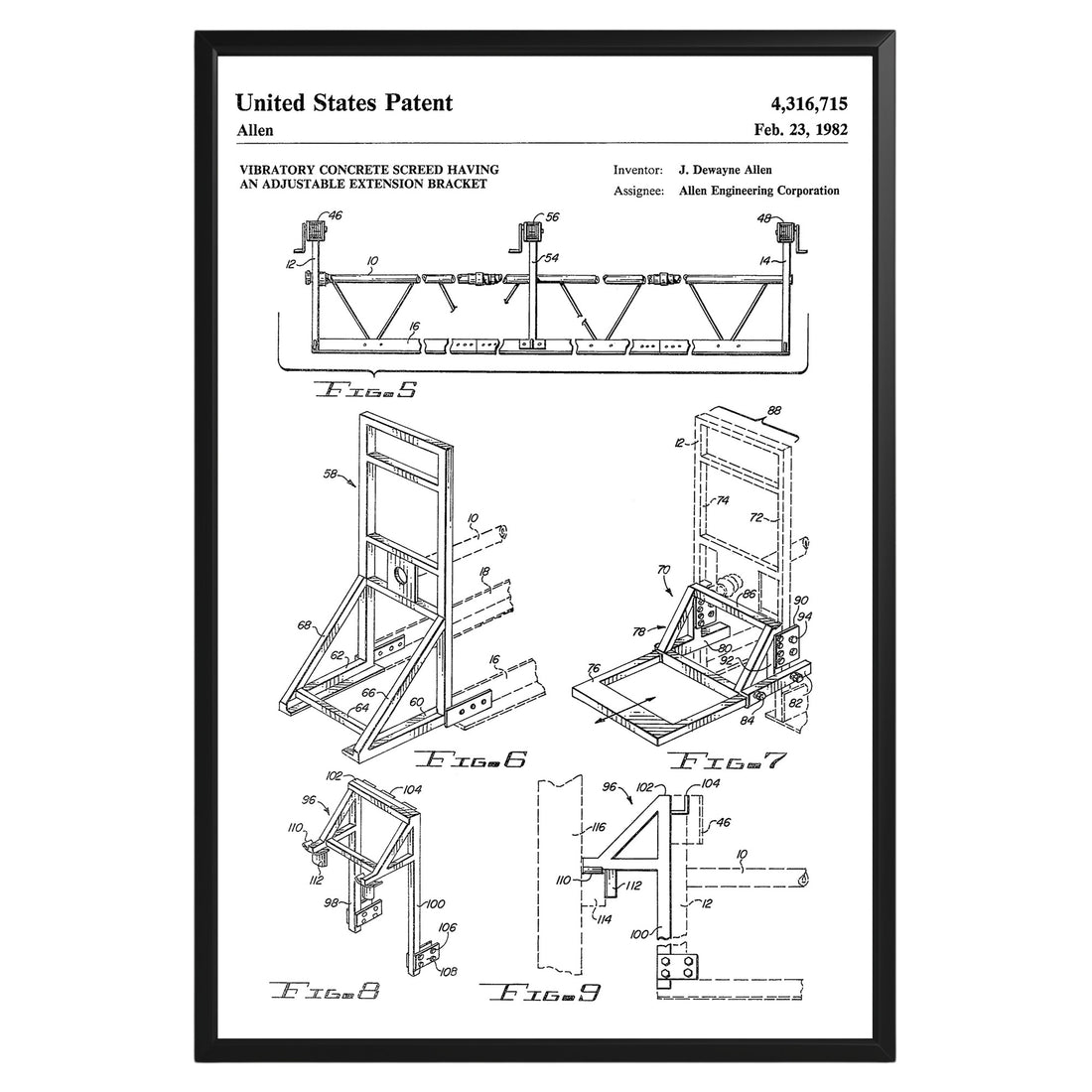 Concrete Screed 1982 Patent Poster - GroovyGrove