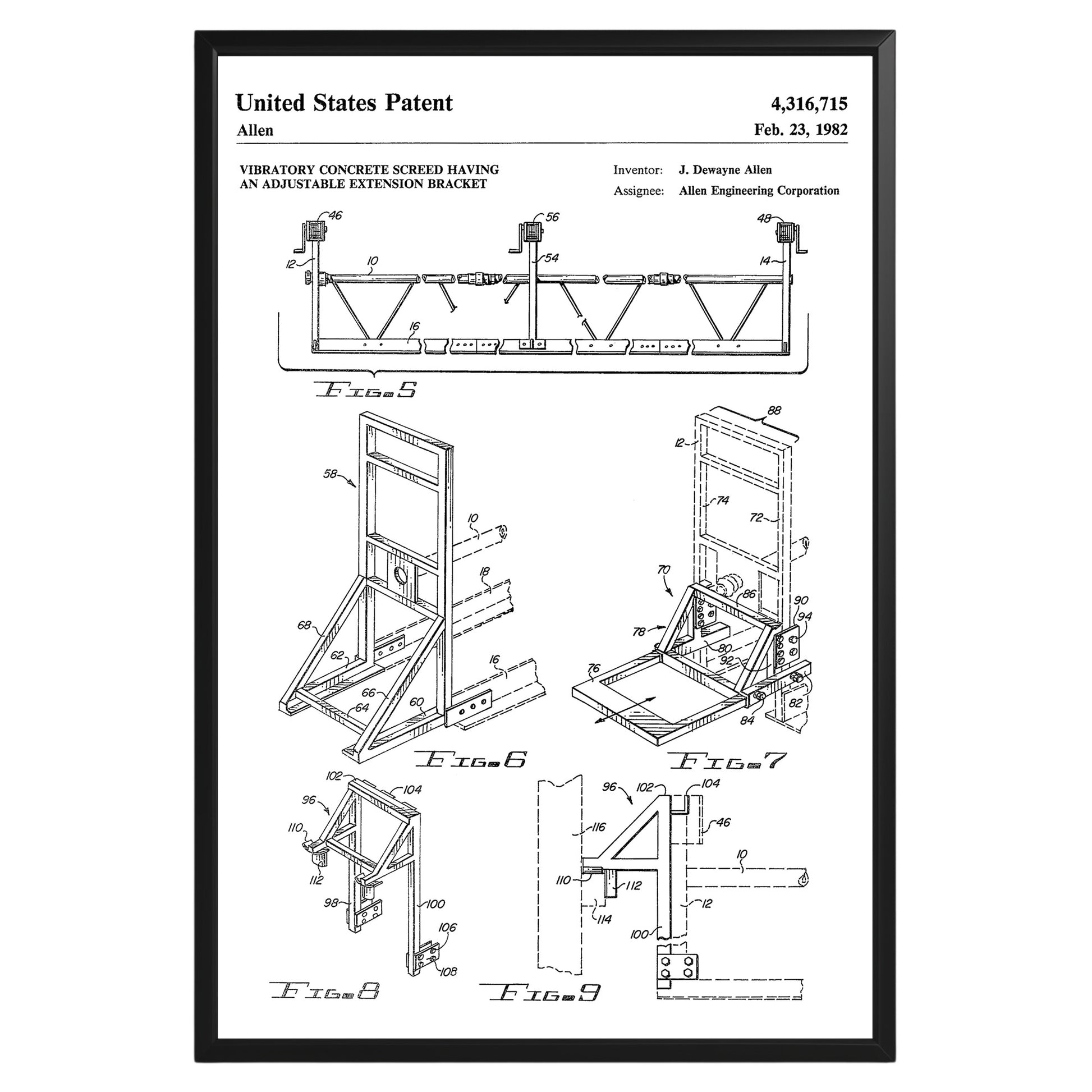 Concrete Screed 1982 Patent Poster - GroovyGrove