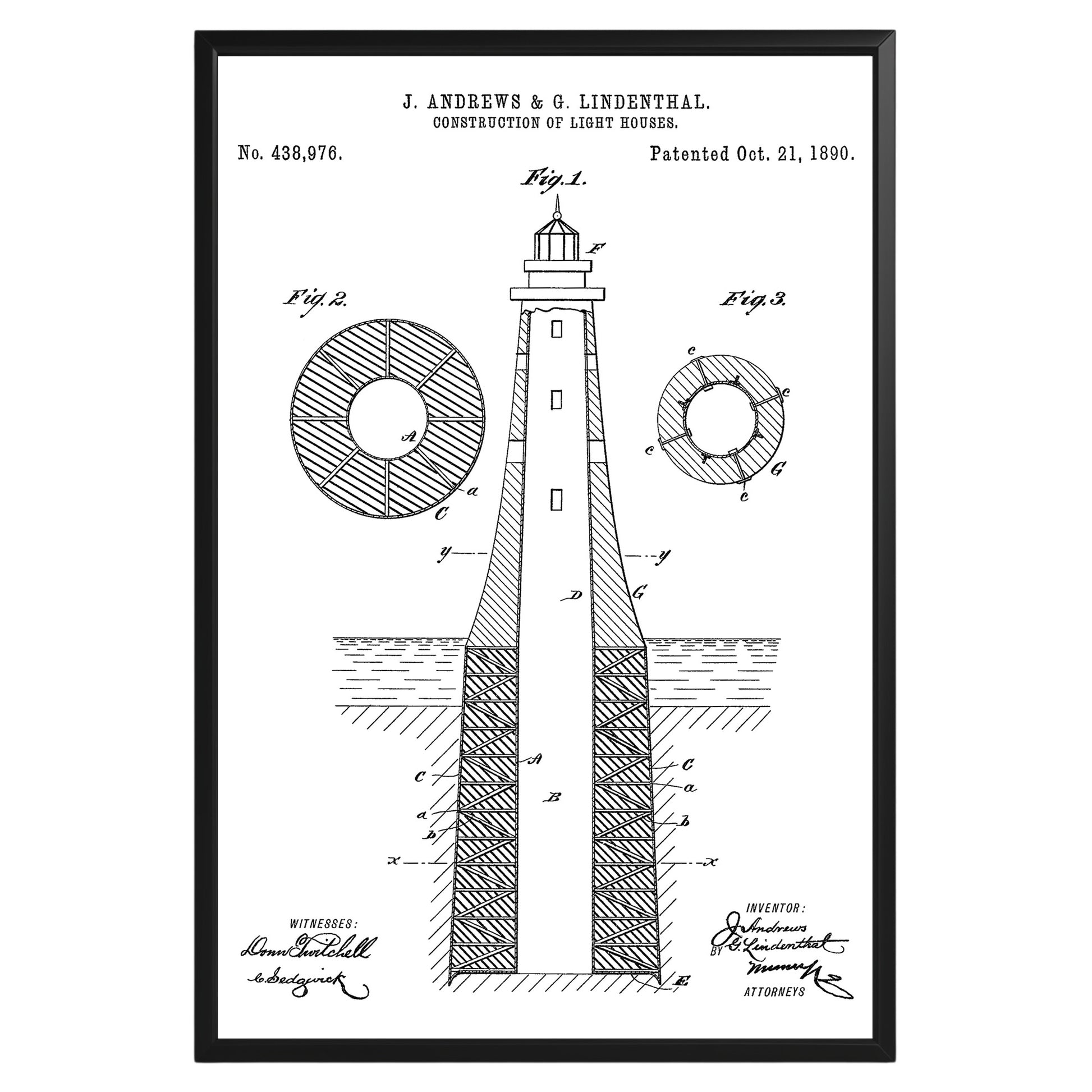 Construction Of Lighthouse 1890 Patent Poster - GroovyGrove