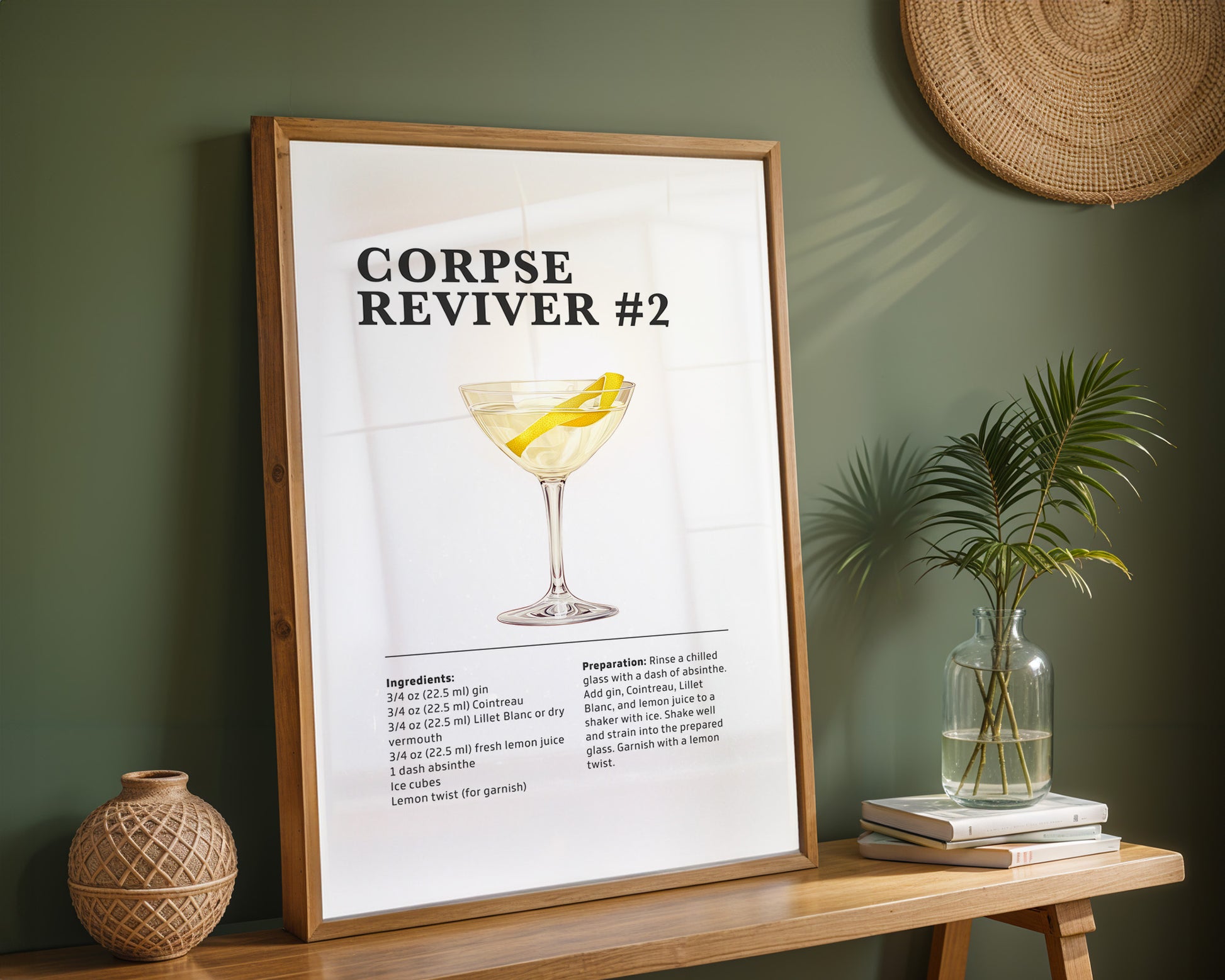 Corpse Reviver No.2 Cocktail Recipe Poster - GroovyGrove