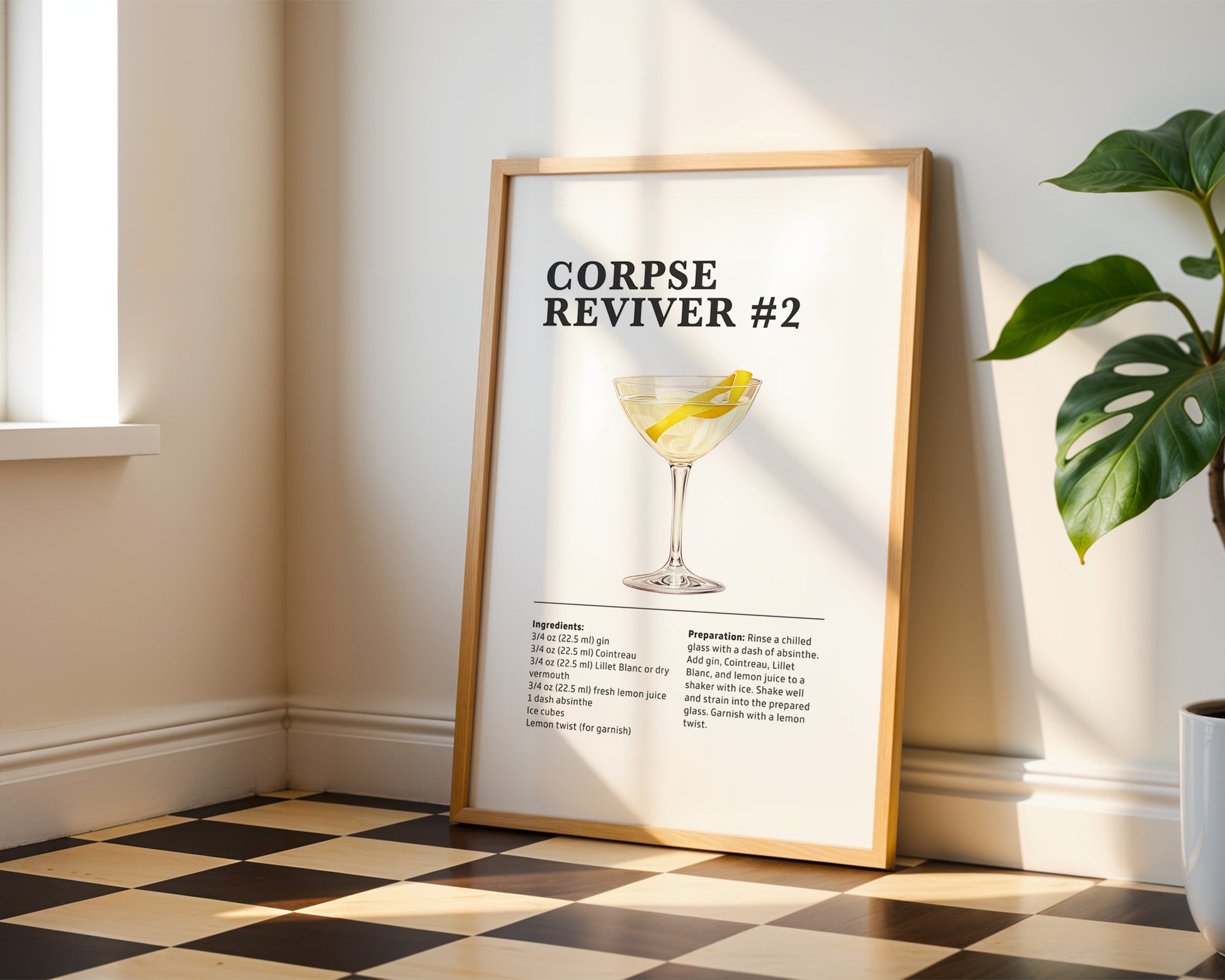 Corpse Reviver No.2 Cocktail Recipe Poster - GroovyGrove