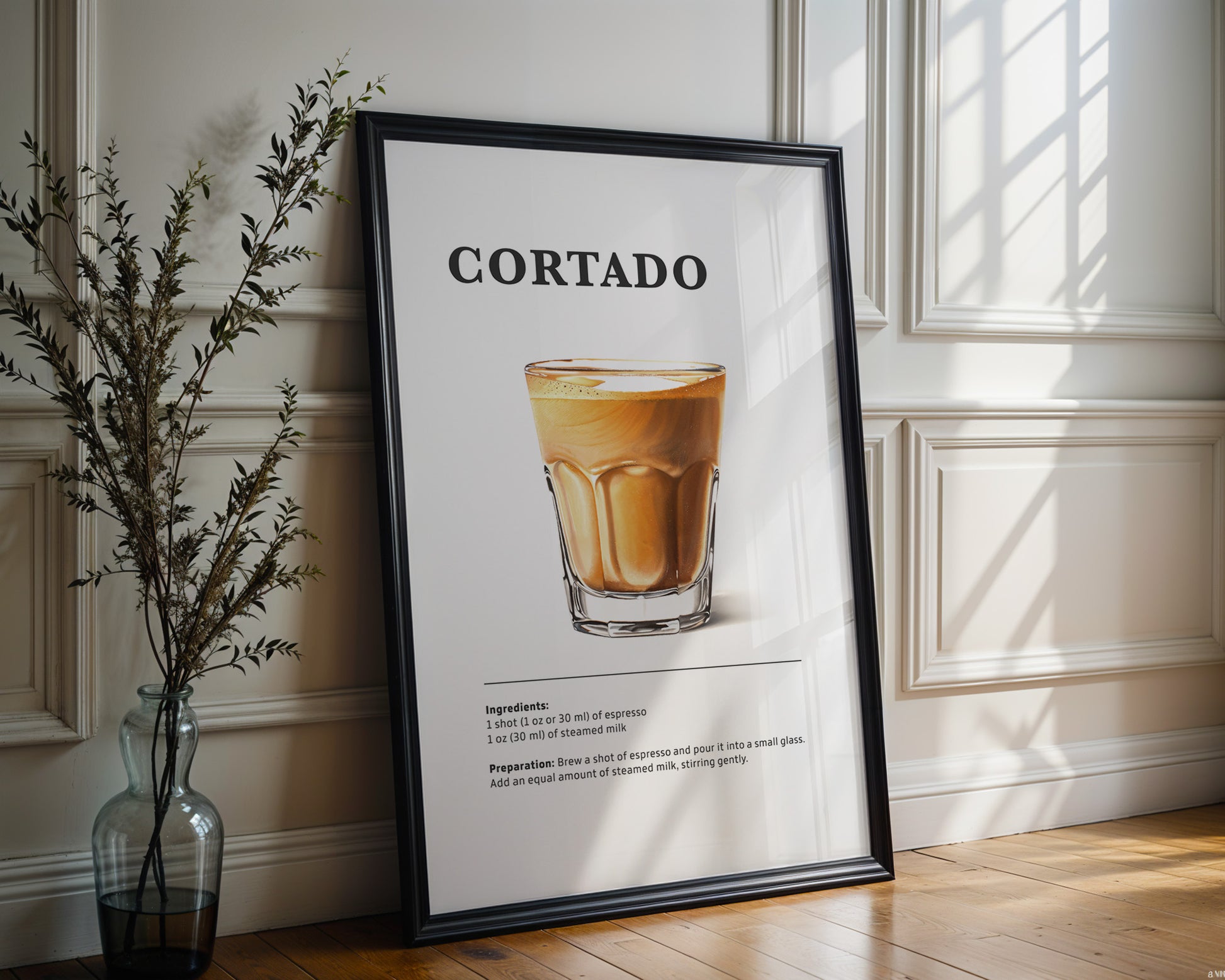 Cortado Coffee Recipe Poster - GroovyGrove