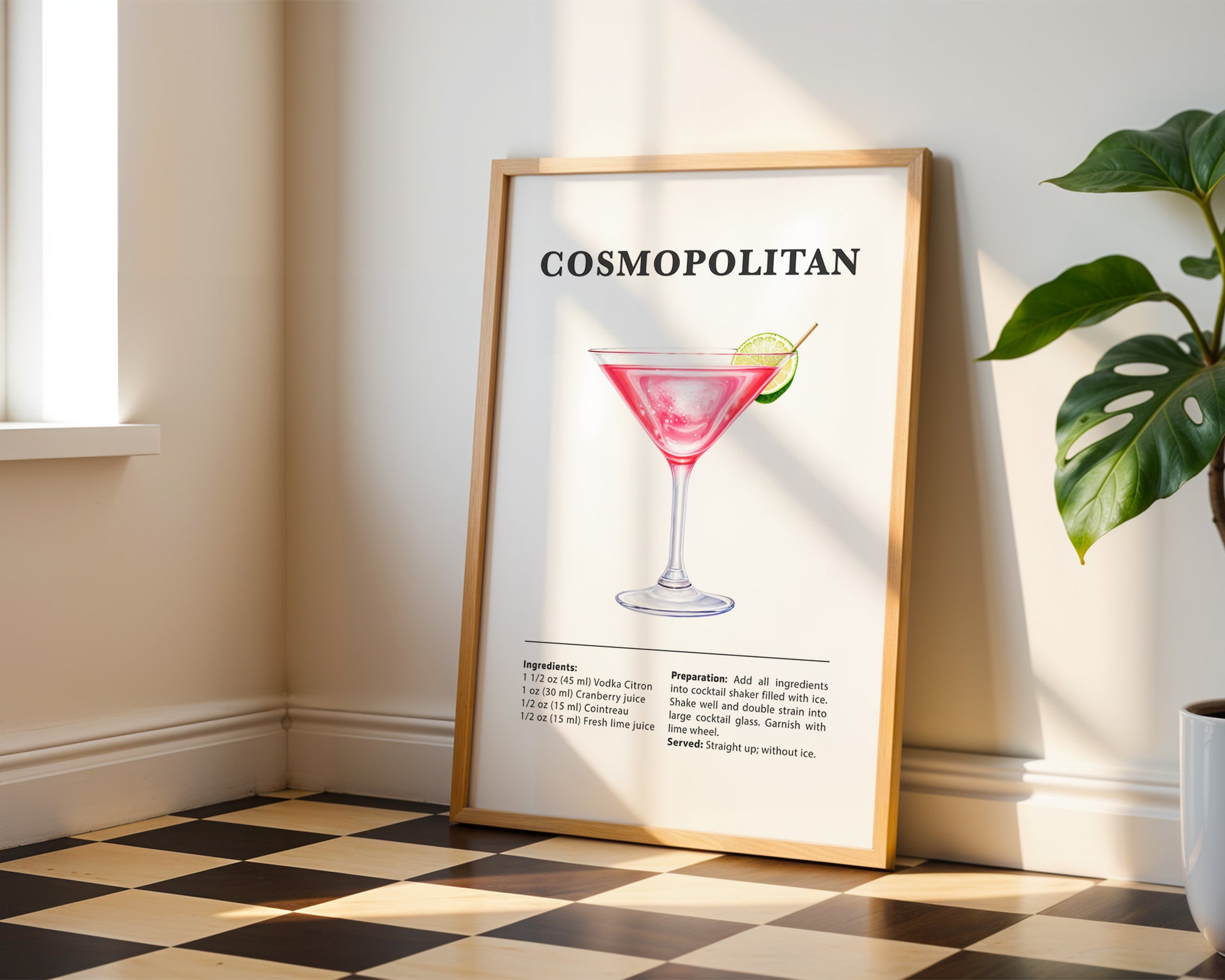 Cosmopolitan Cocktail Recipe Poster - GroovyGrove