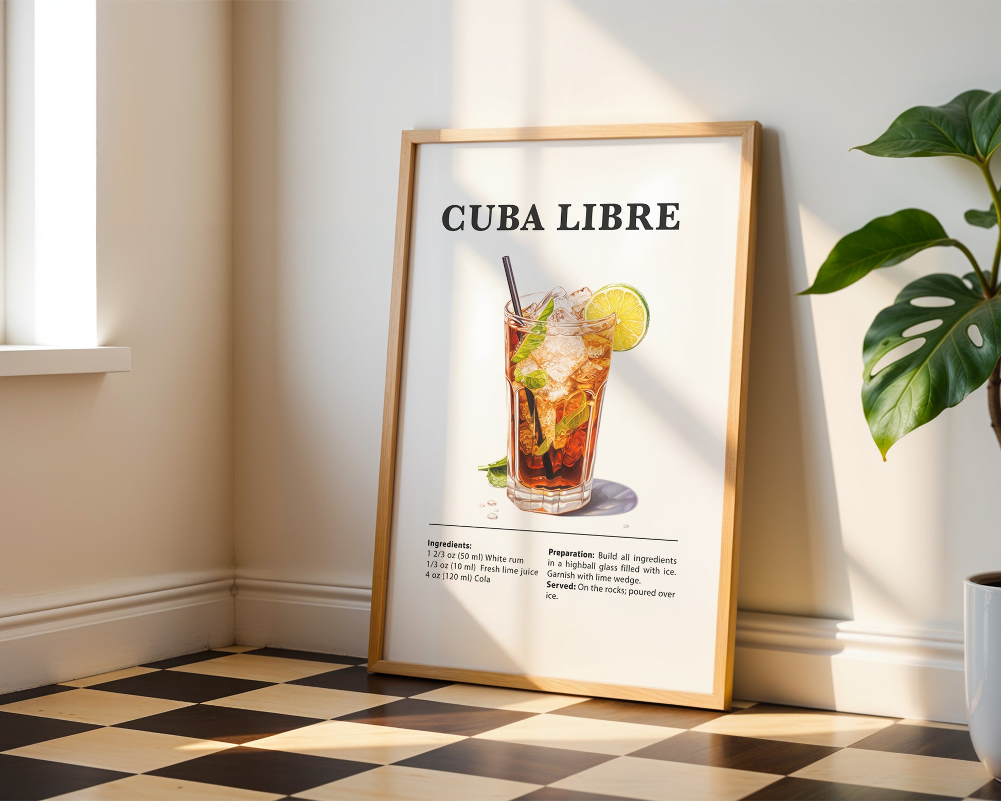 Cuba Libre Cocktail Recipe Poster - GroovyGrove