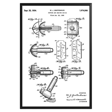 Cutting And Shaving Device 1934 Patent Poster - GroovyGrove