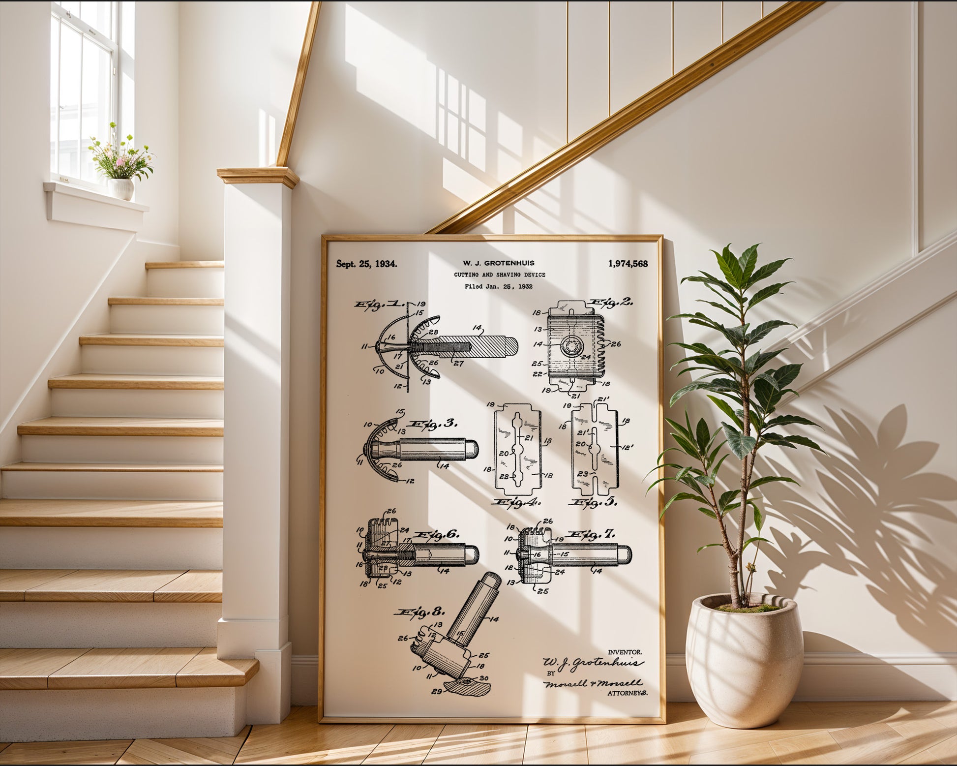 Cutting And Shaving Device 1934 Patent Poster - GroovyGrove