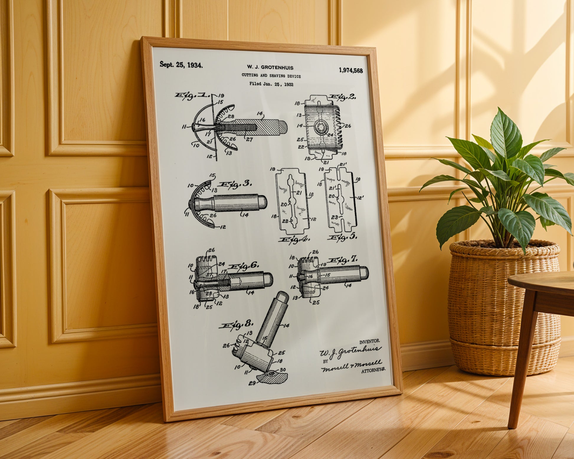 Cutting And Shaving Device 1934 Patent Poster - GroovyGrove