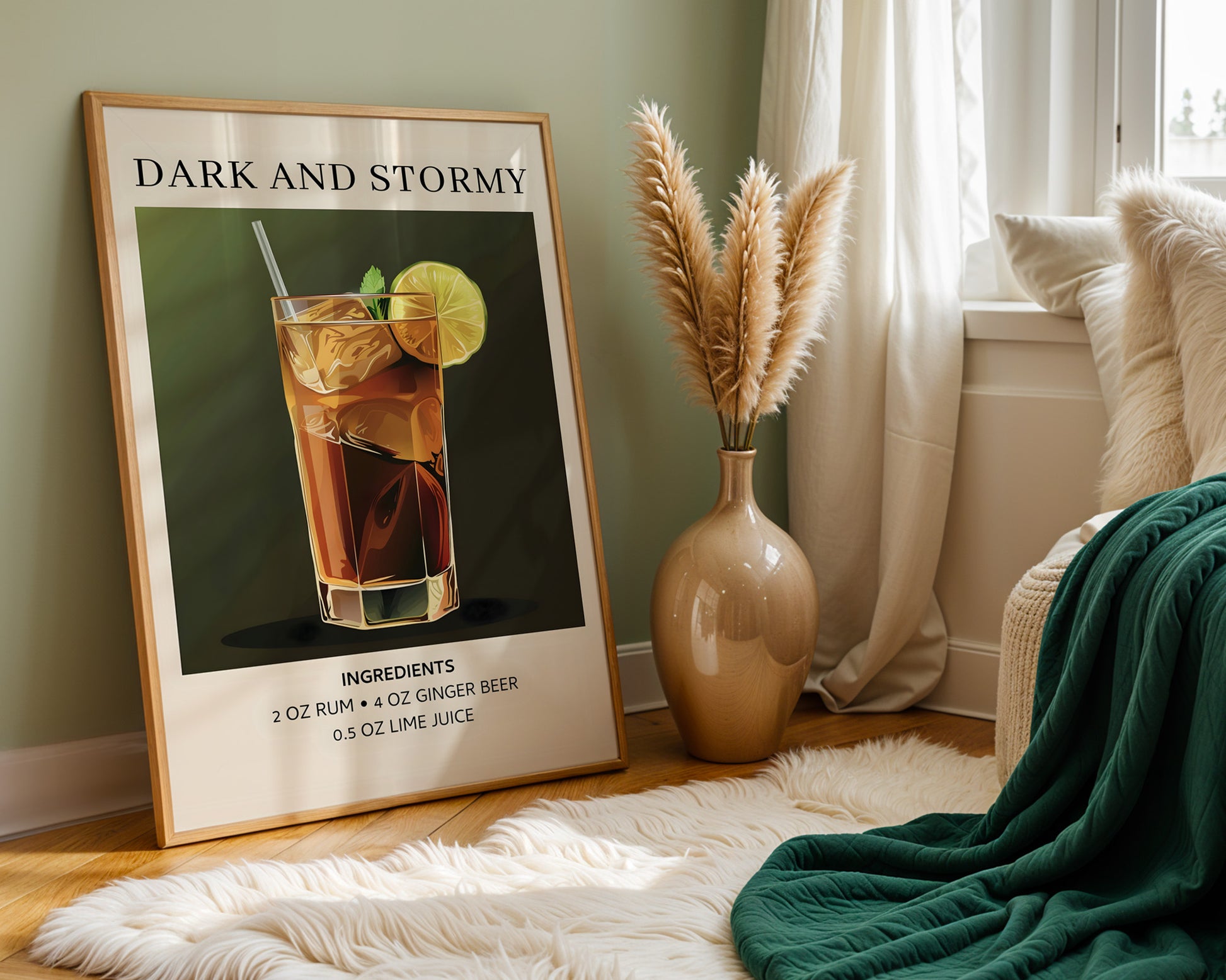 Dark and Stormy Vintage Cocktail Poster - GroovyGrove