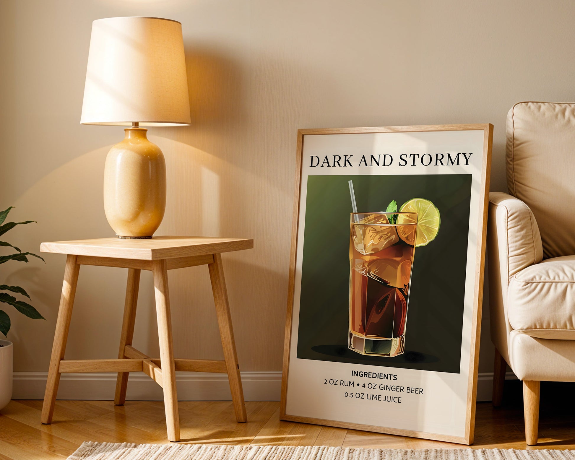 Dark and Stormy Vintage Cocktail Poster - GroovyGrove