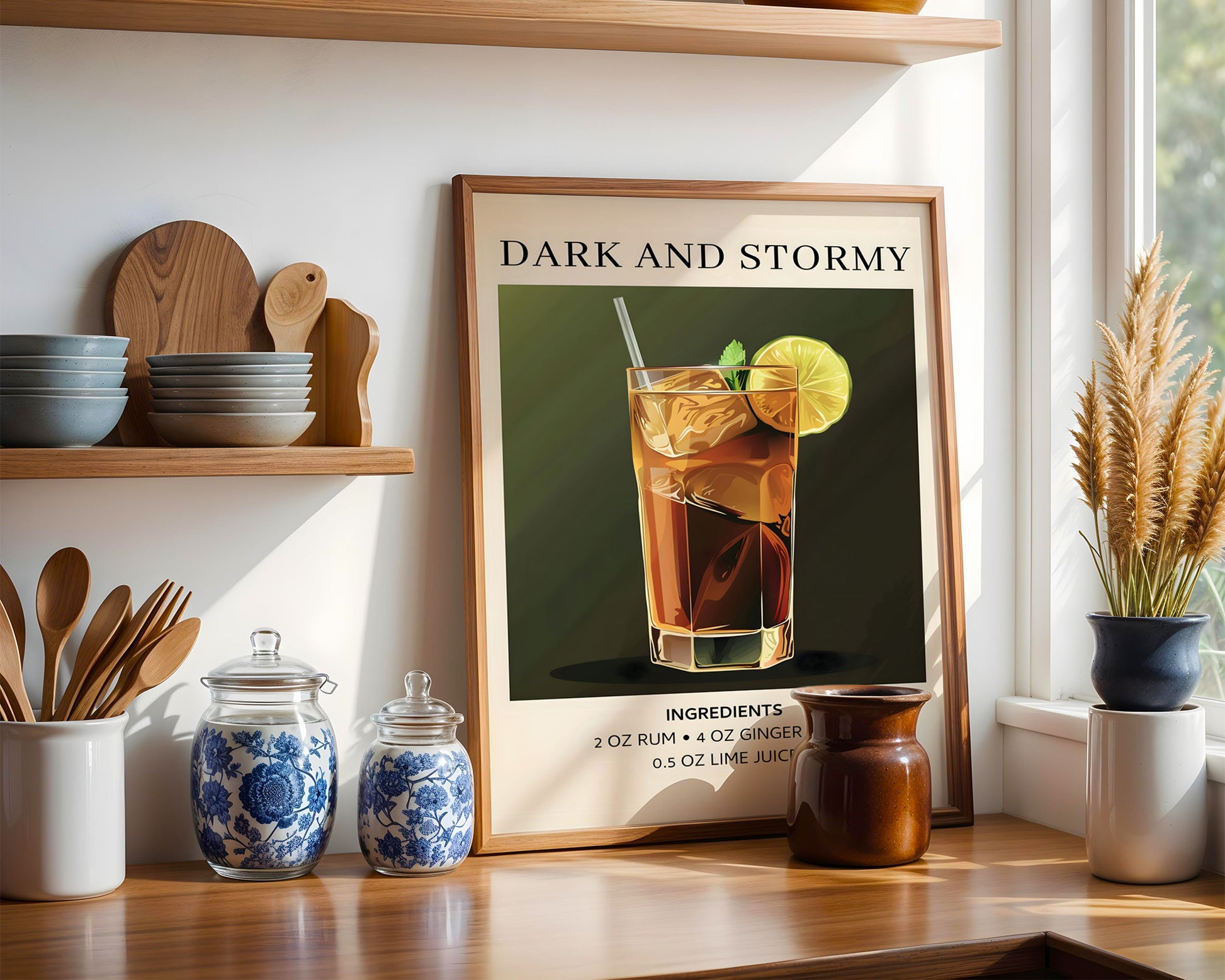 Dark and Stormy Vintage Cocktail Poster - GroovyGrove