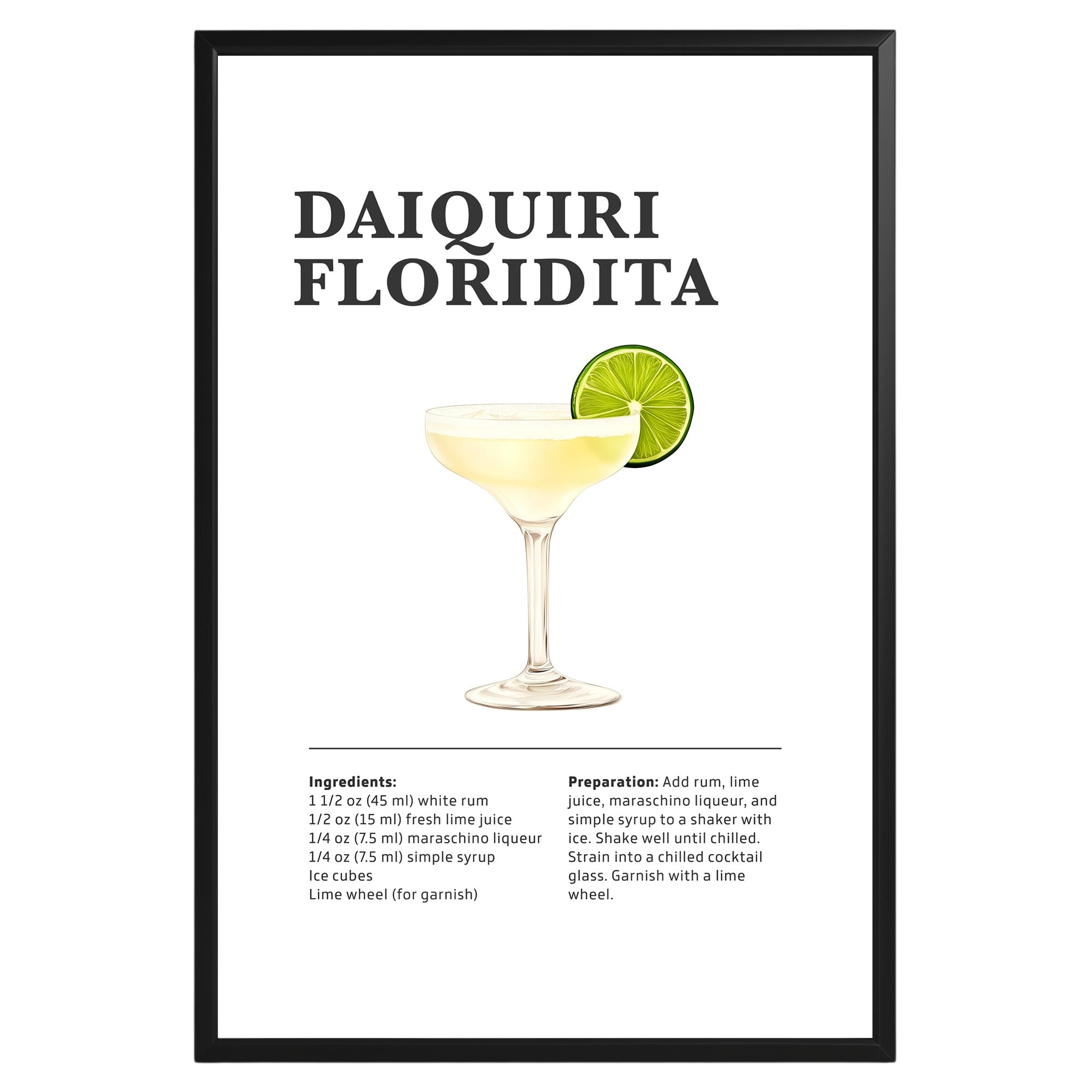 Daiquiri Floridita Cocktail Recipe Poster - GroovyGrove