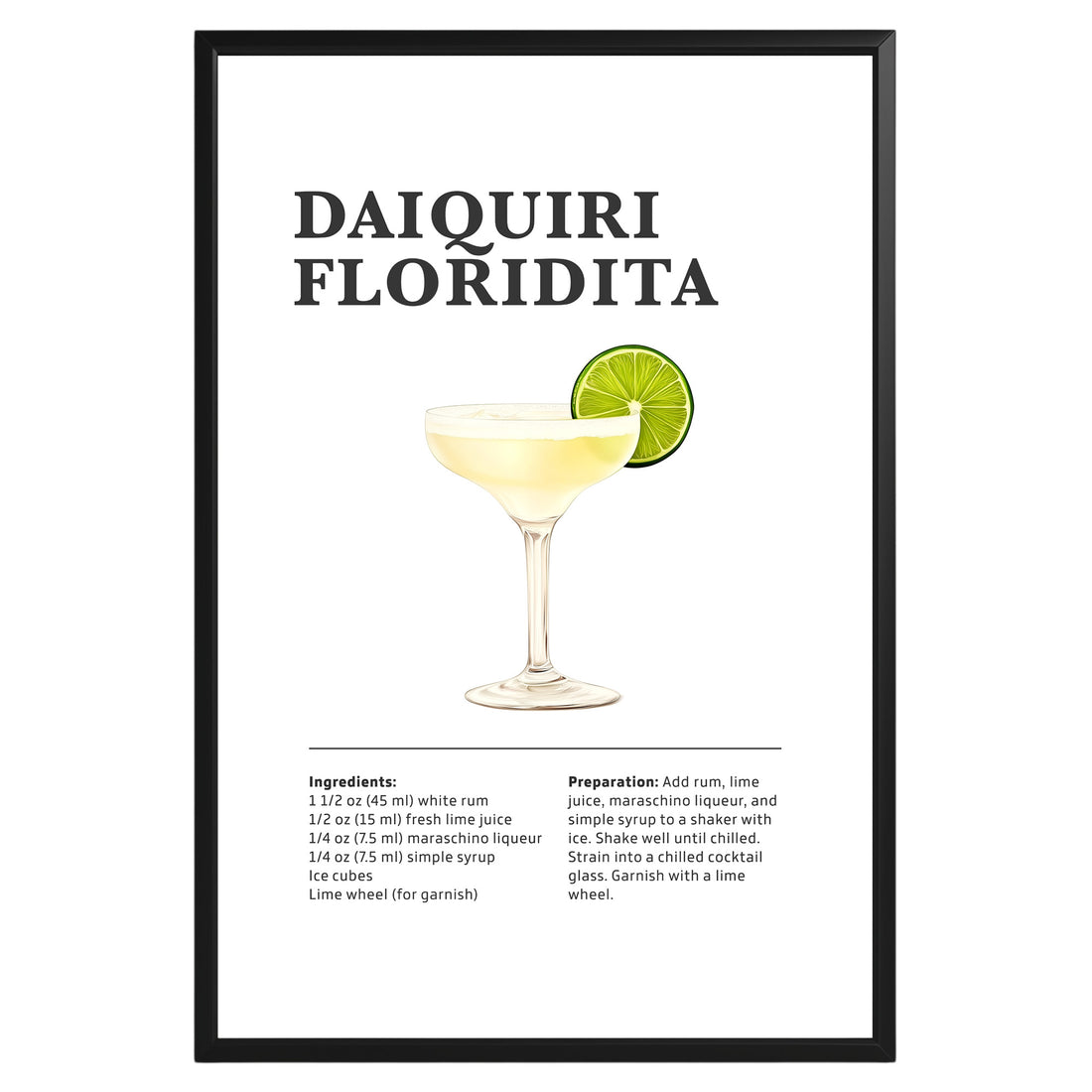 Daiquiri Floridita Cocktail Recipe Poster - GroovyGrove