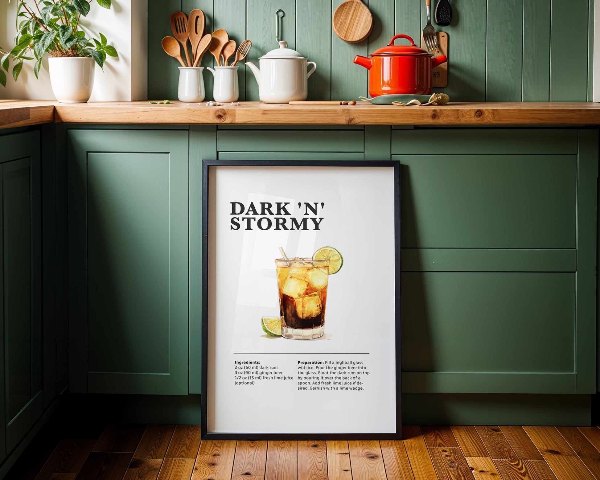 Dark 'N' Stormy Cocktail Recipe Poster - GroovyGrove