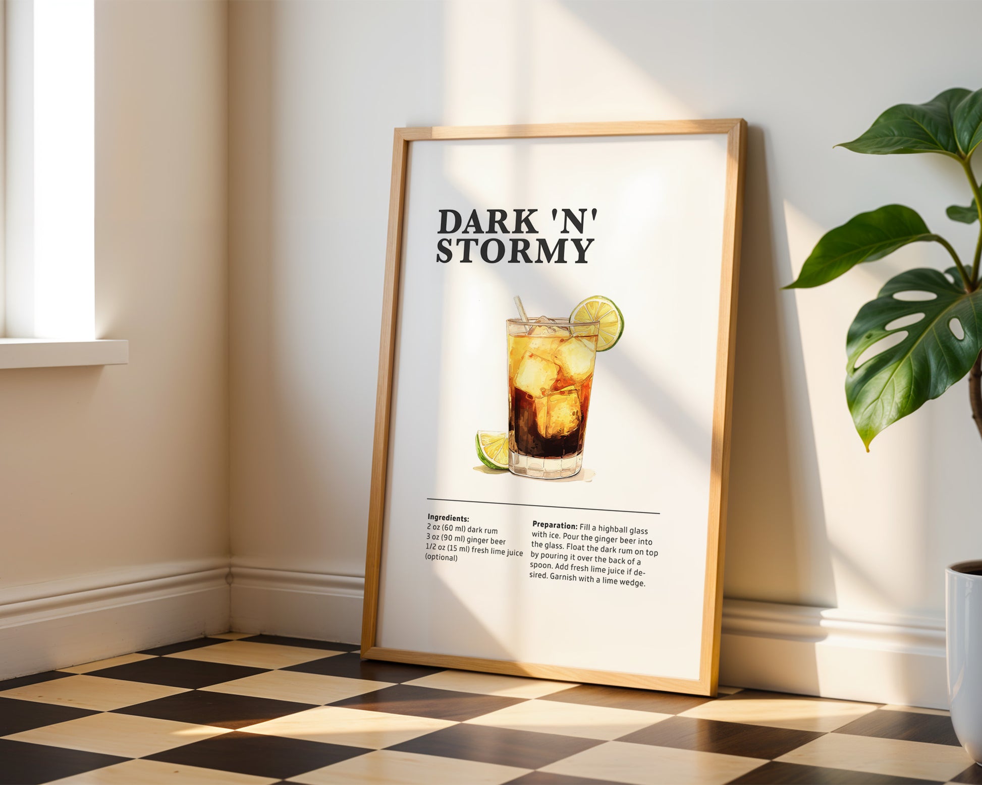 Dark 'N' Stormy Cocktail Recipe Poster - GroovyGrove