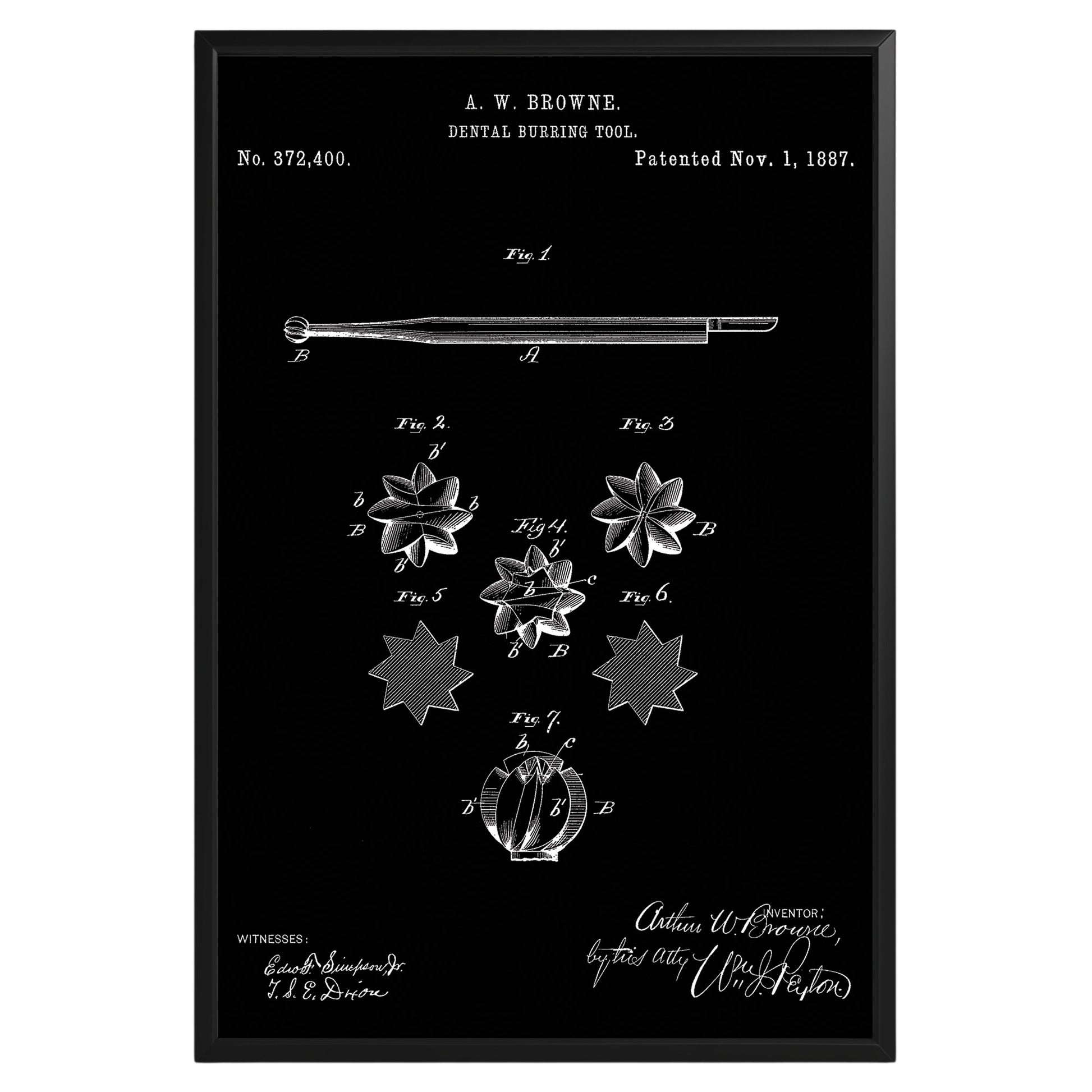 Dental Burring Tool 1887 Patent Poster - GroovyGrove