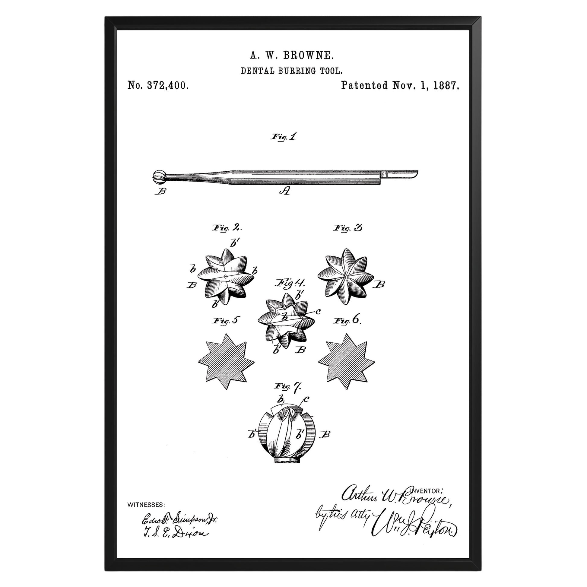 Dental Burring Tool 1887 Patent Poster - GroovyGrove