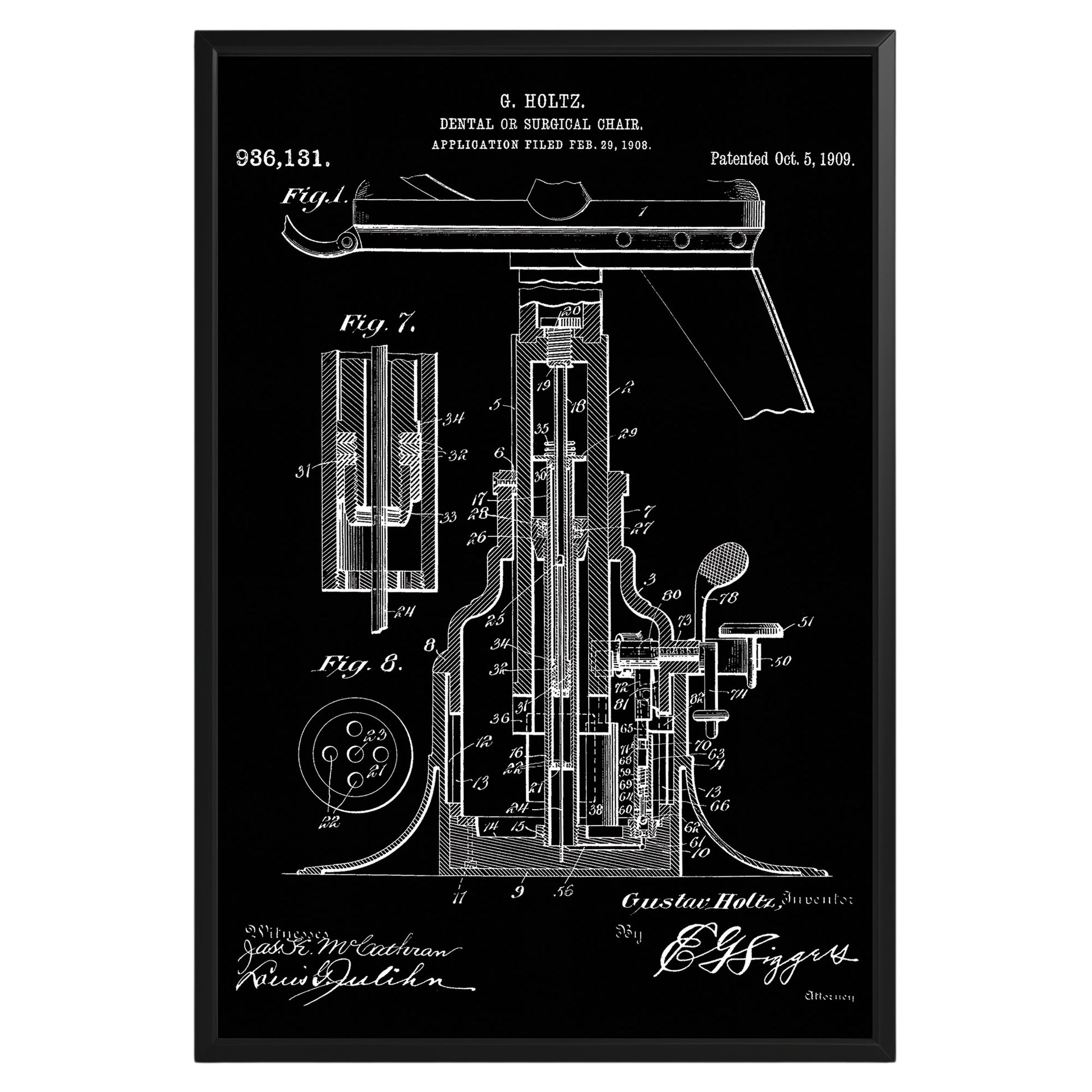 Dental Chair 1909 Patent Poster - GroovyGrove