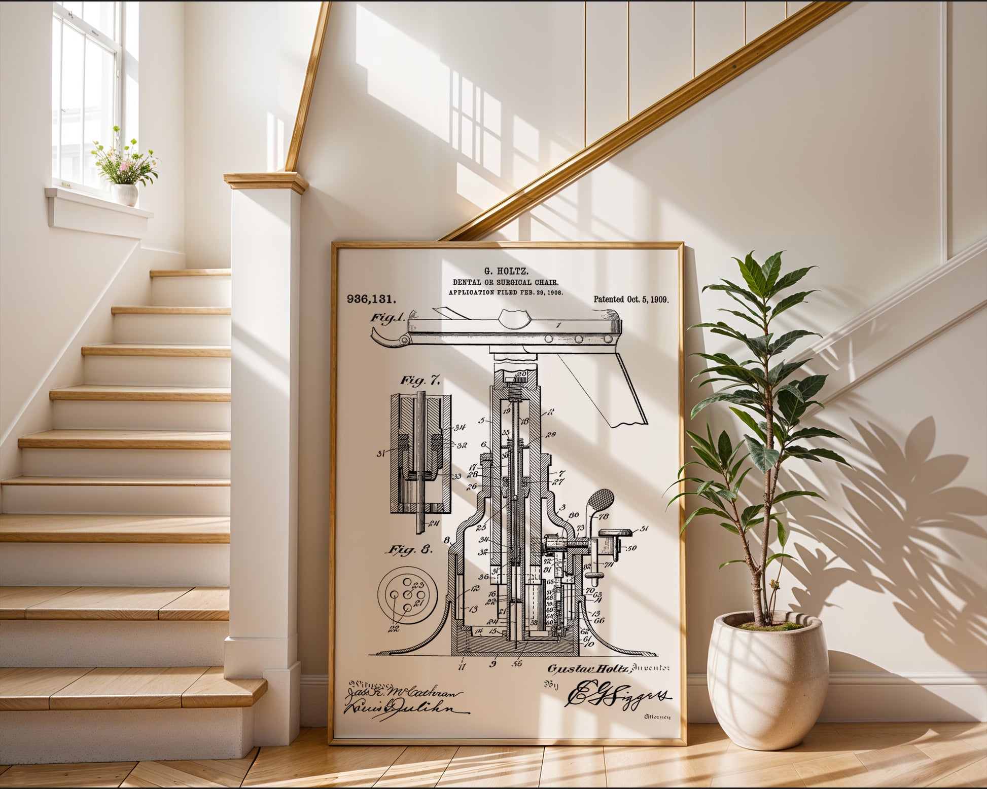 Dental Chair 1909 Patent Poster - GroovyGrove