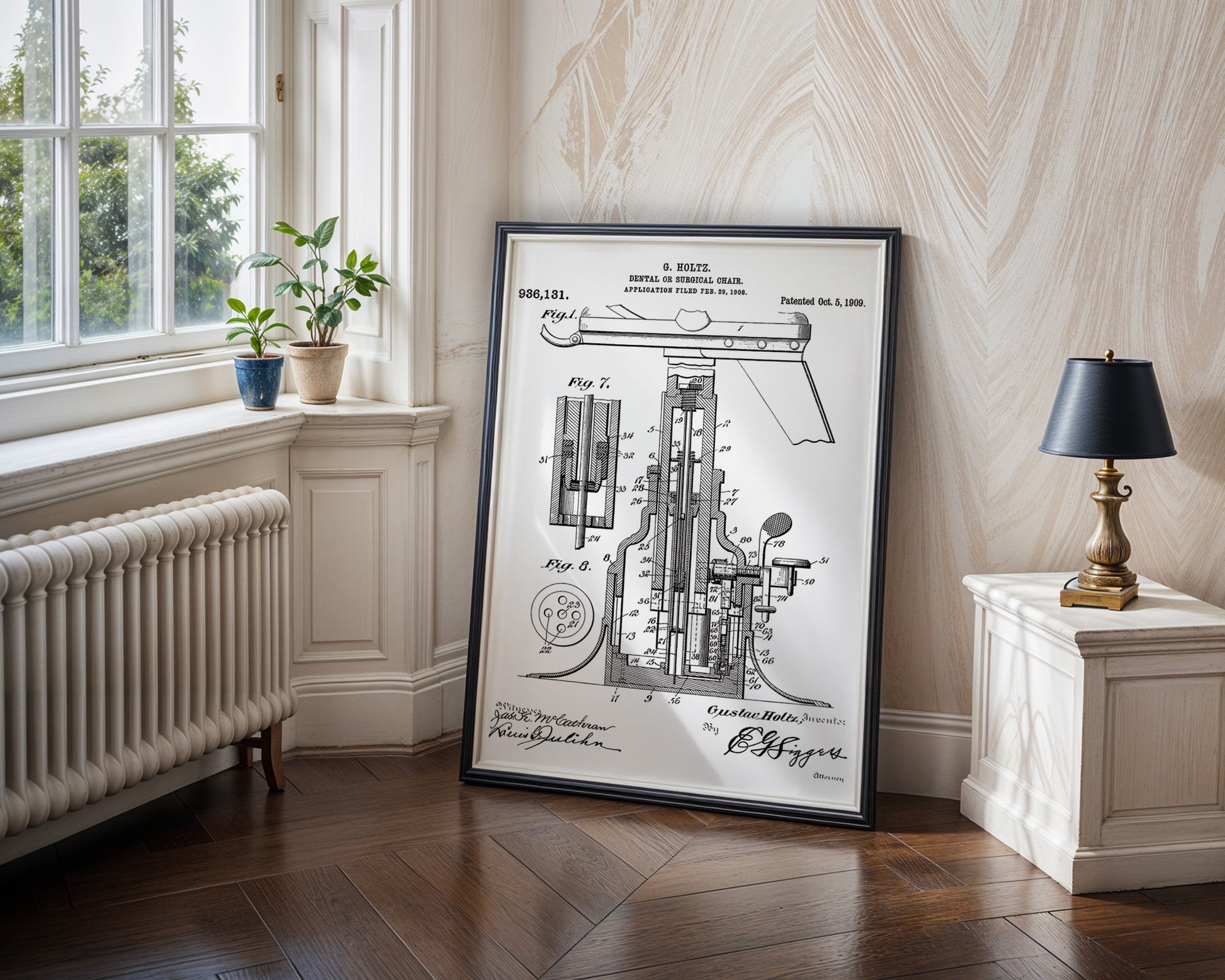 Dental Chair 1909 Patent Poster - GroovyGrove