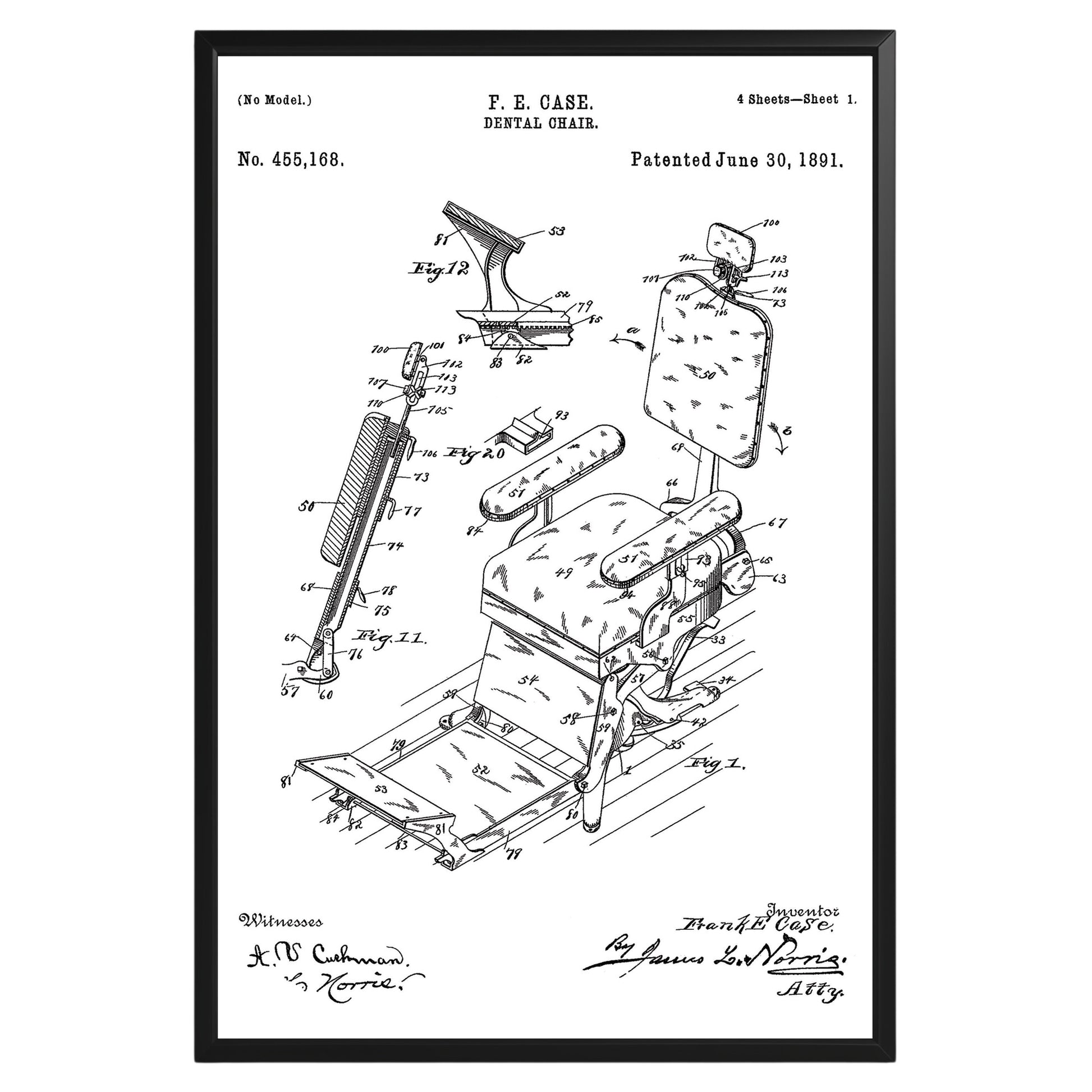 Dental Chair 1891 Patent Poster - GroovyGrove