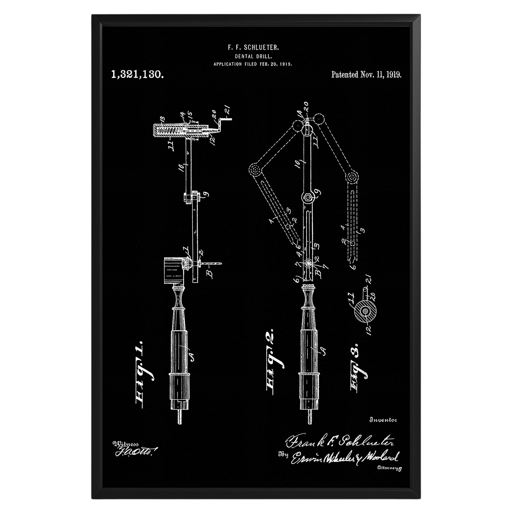 Dental Drill 1919 Patent Poster - GroovyGrove